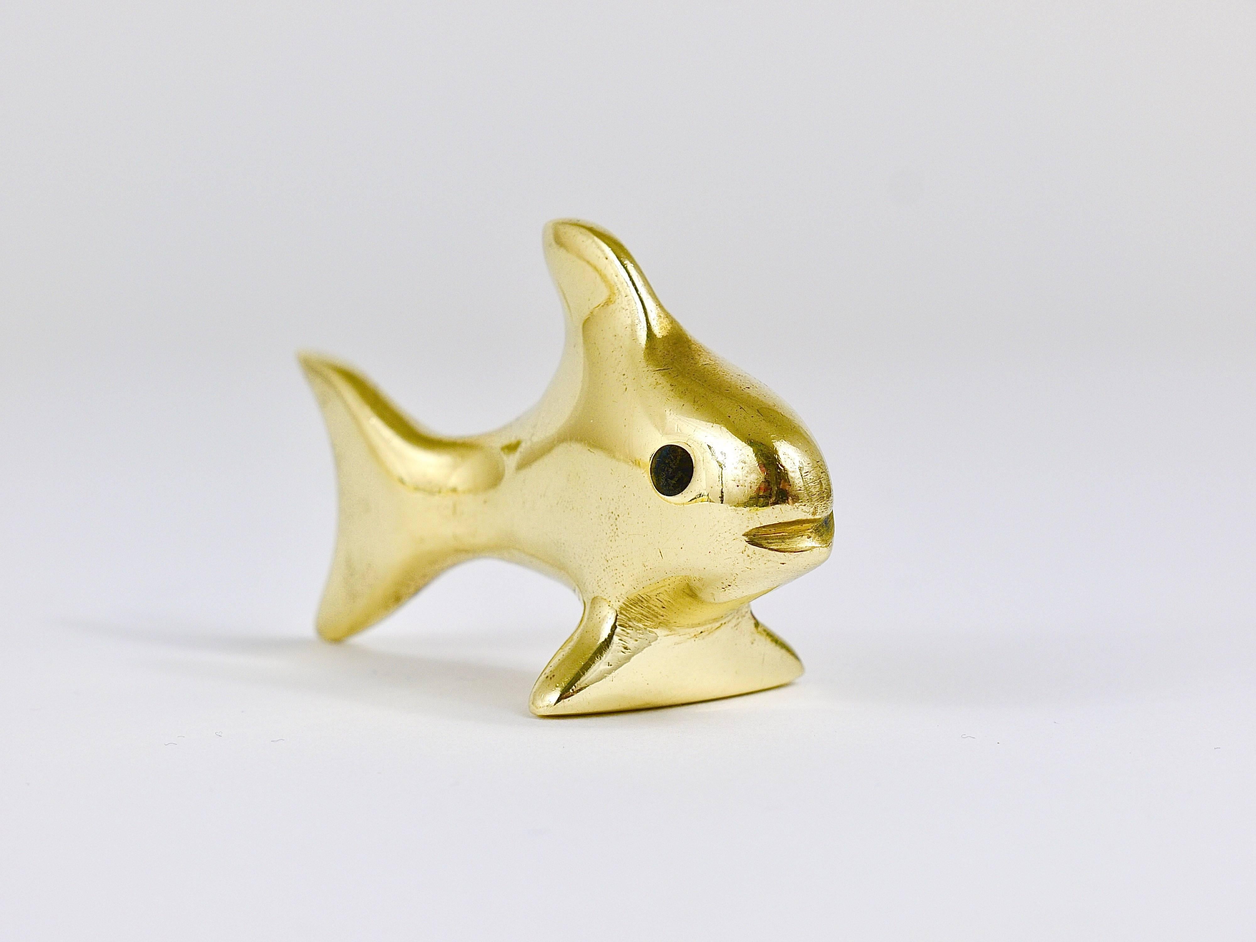 Austrian Walter Bosse Midcentury Fish Brass Figurine, Hertha Baller, Austria, 1950s