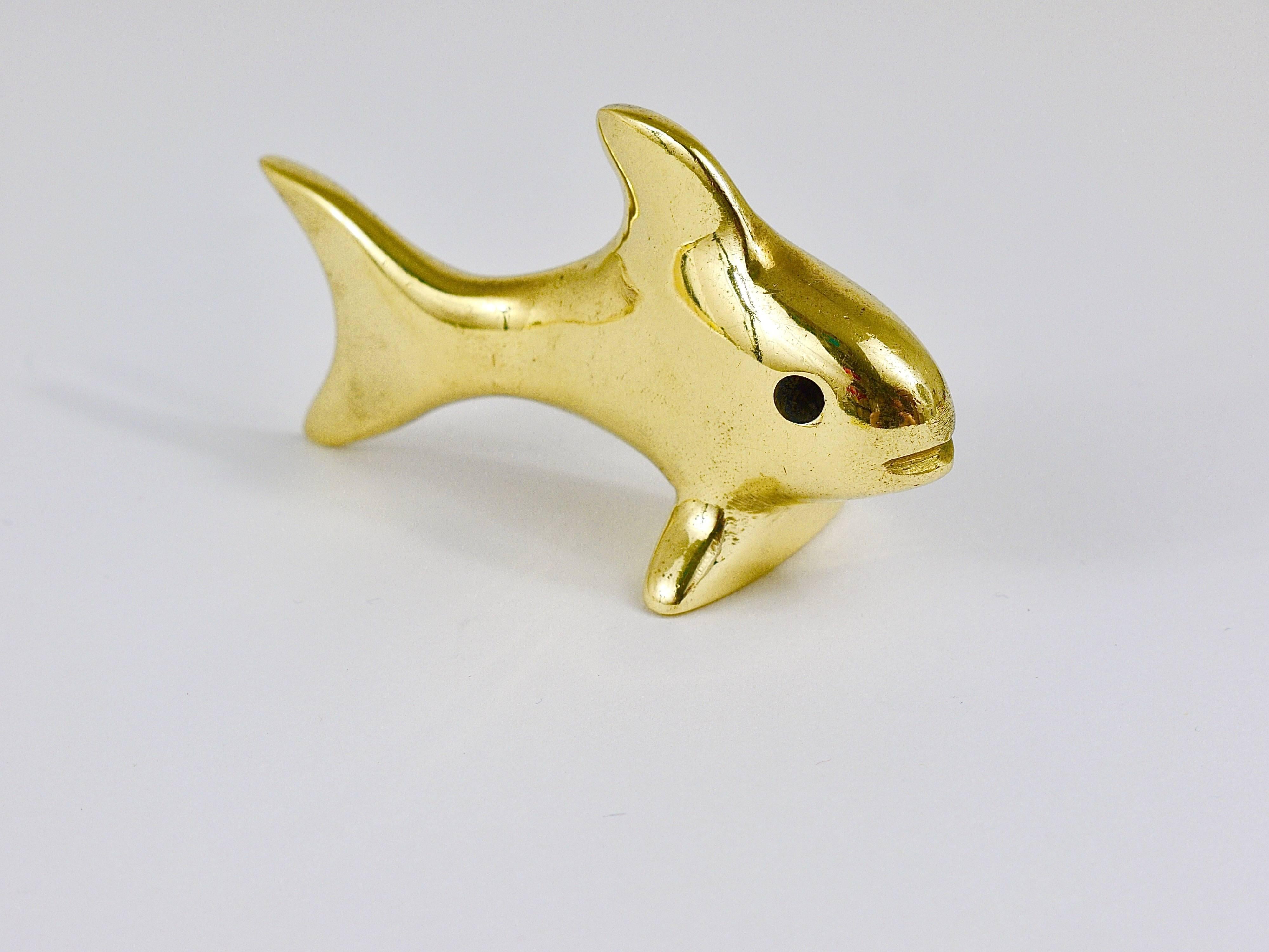 20th Century Walter Bosse Midcentury Fish Brass Figurine, Hertha Baller, Austria, 1950s