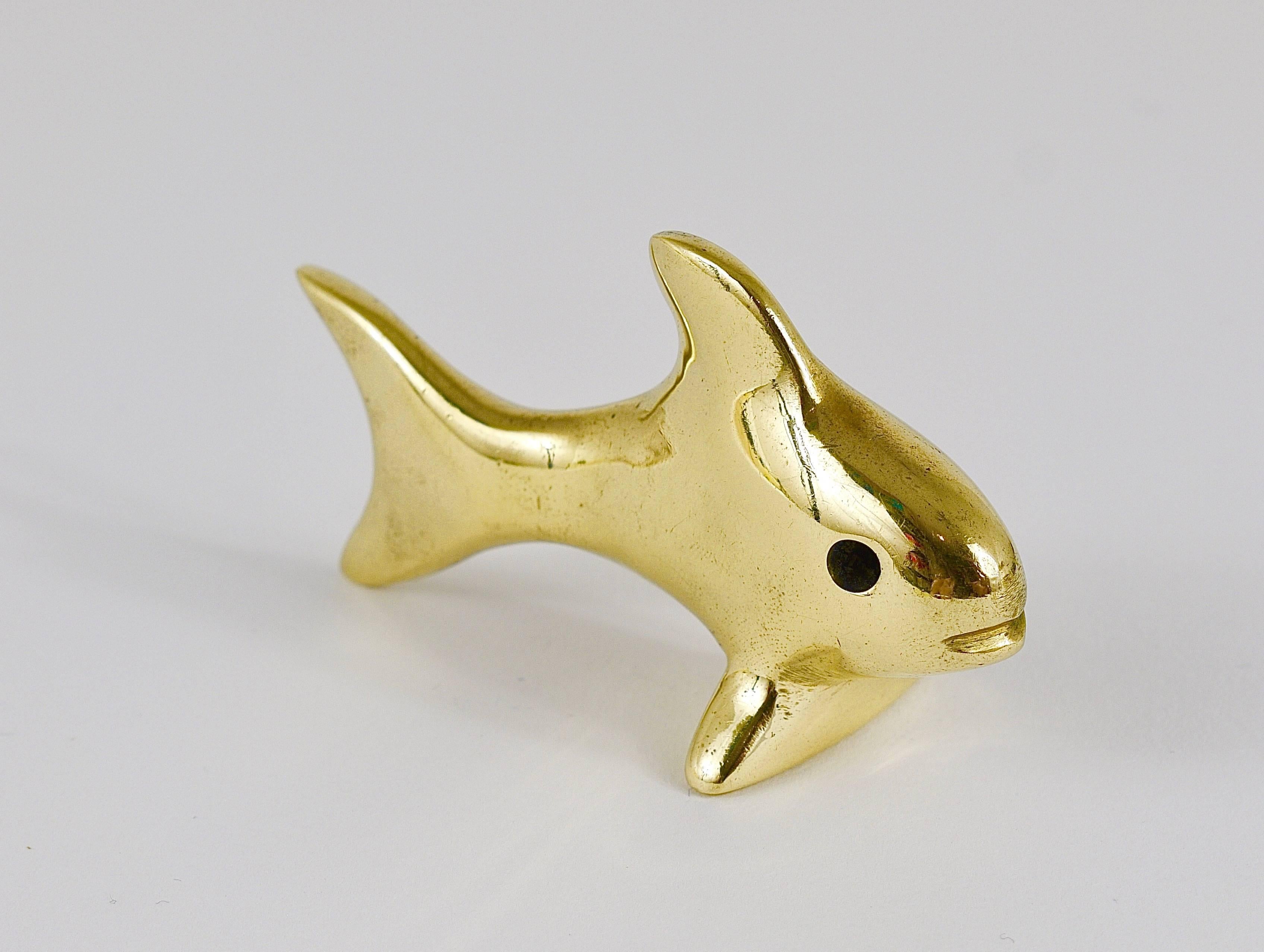 Walter Bosse Midcentury Fish Brass Figurine, Hertha Baller, Austria, 1950s 1