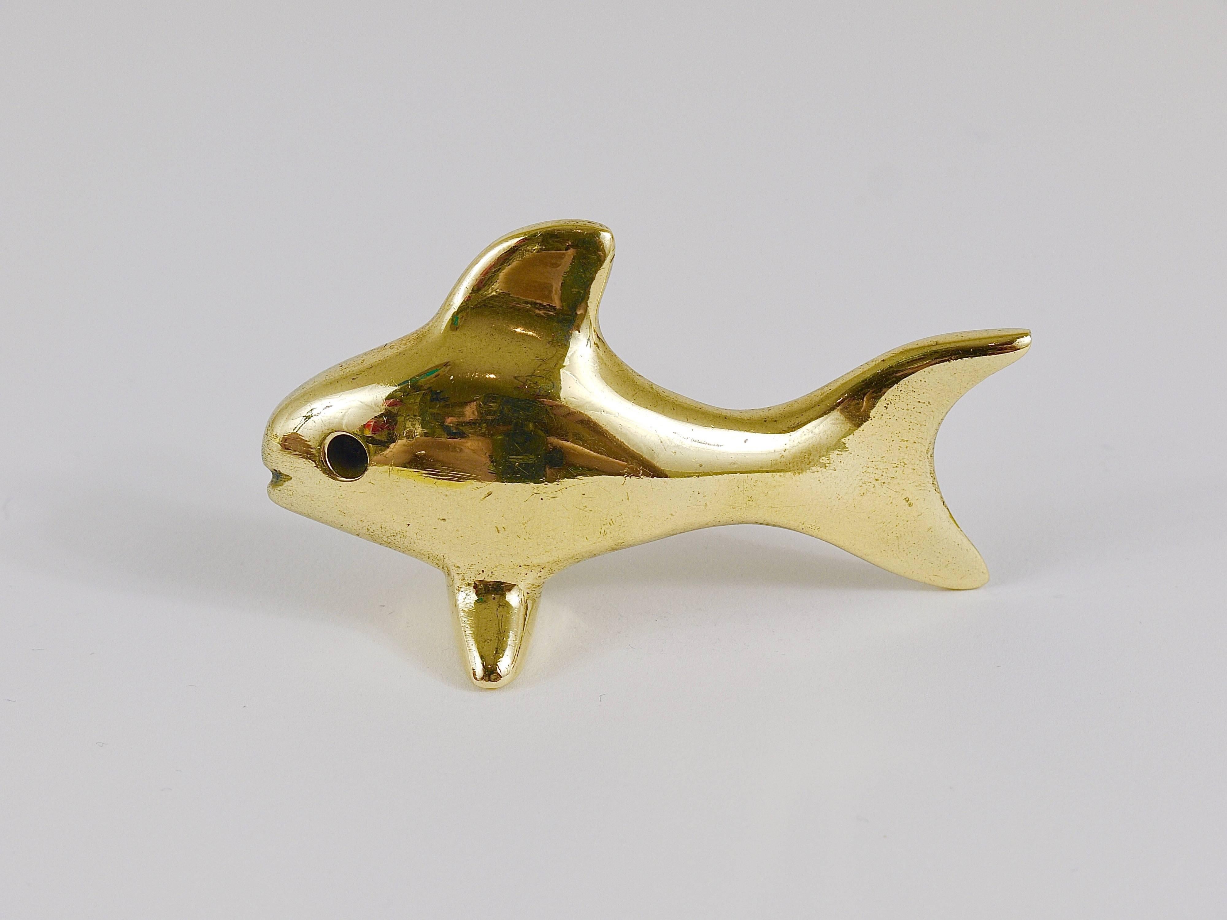 Walter Bosse Midcentury Fish Brass Figurine, Hertha Baller, Austria, 1950s 2