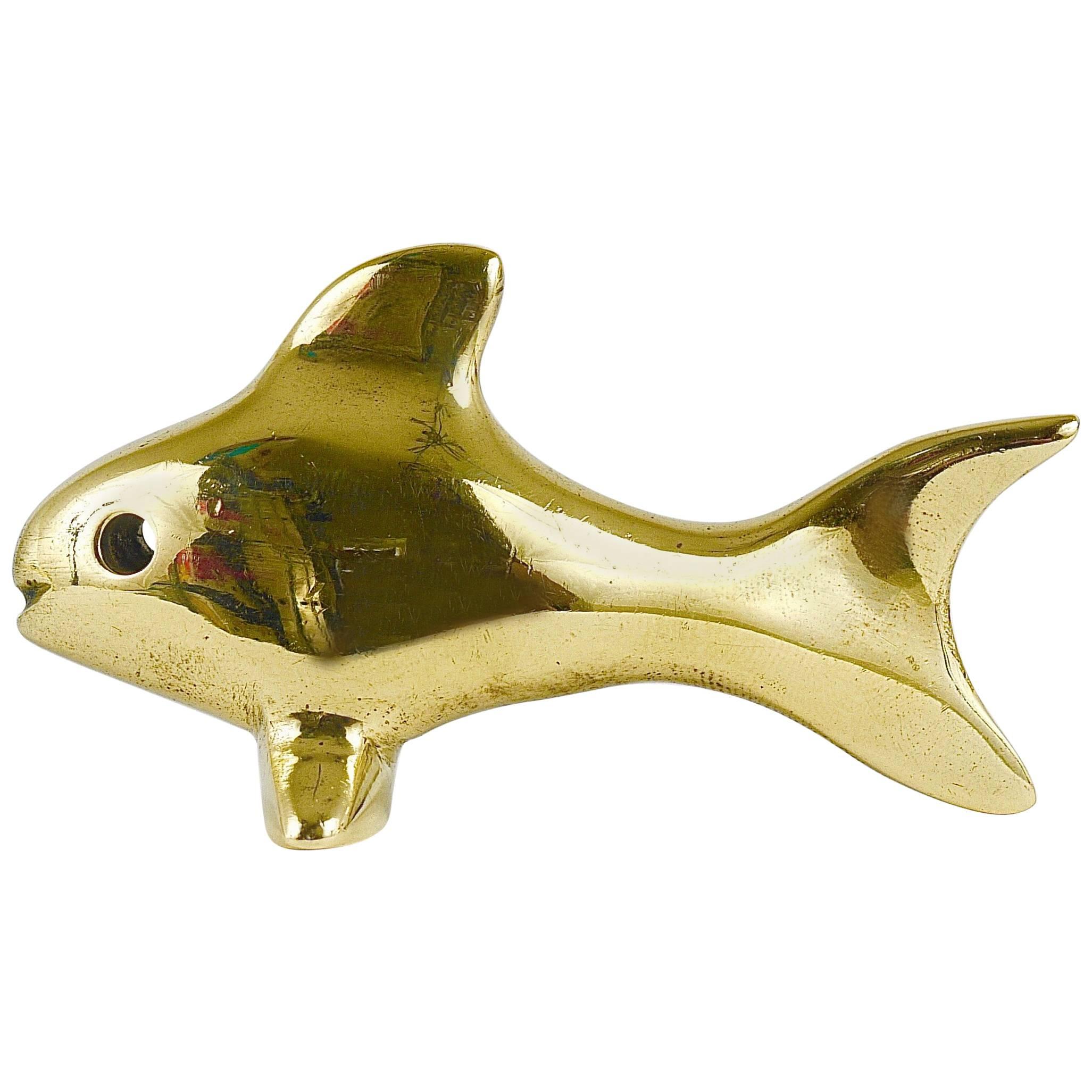 Walter Bosse Midcentury Fish Brass Figurine, Hertha Baller, Austria, 1950s