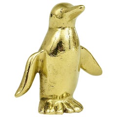 Vintage Walter Bosse Midcentury Penguin Brass Figurine, Hertha Baller, Austria, 1950s