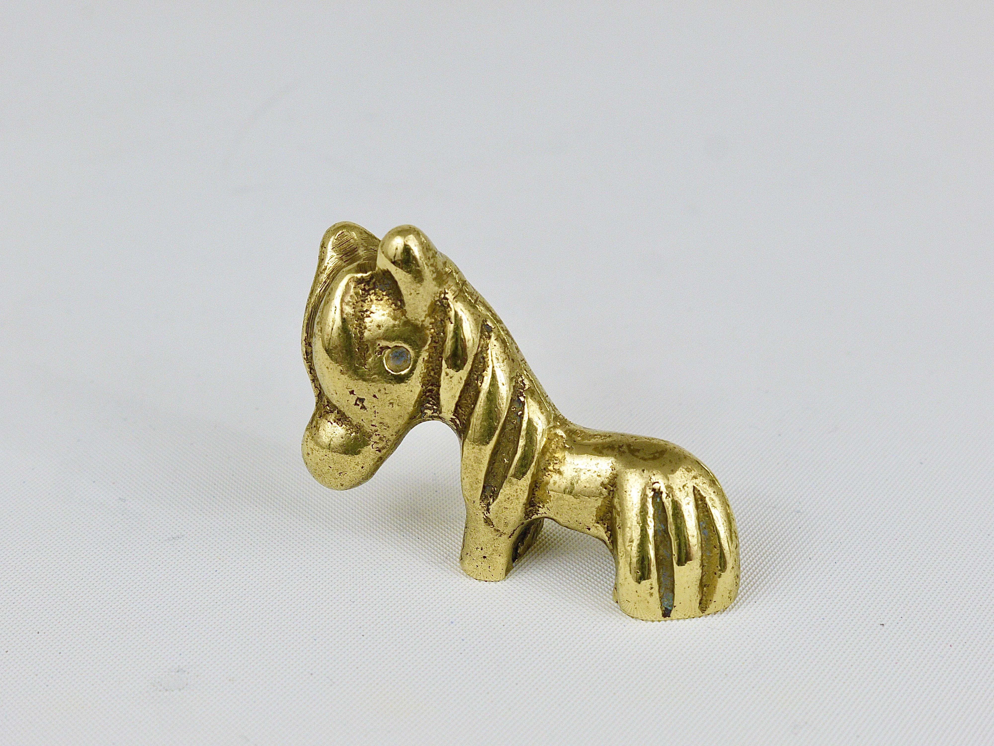 Walter Bosse Midcentury Pony Horse Brass Figurine, Hertha Baller, Austria, 1950s 1