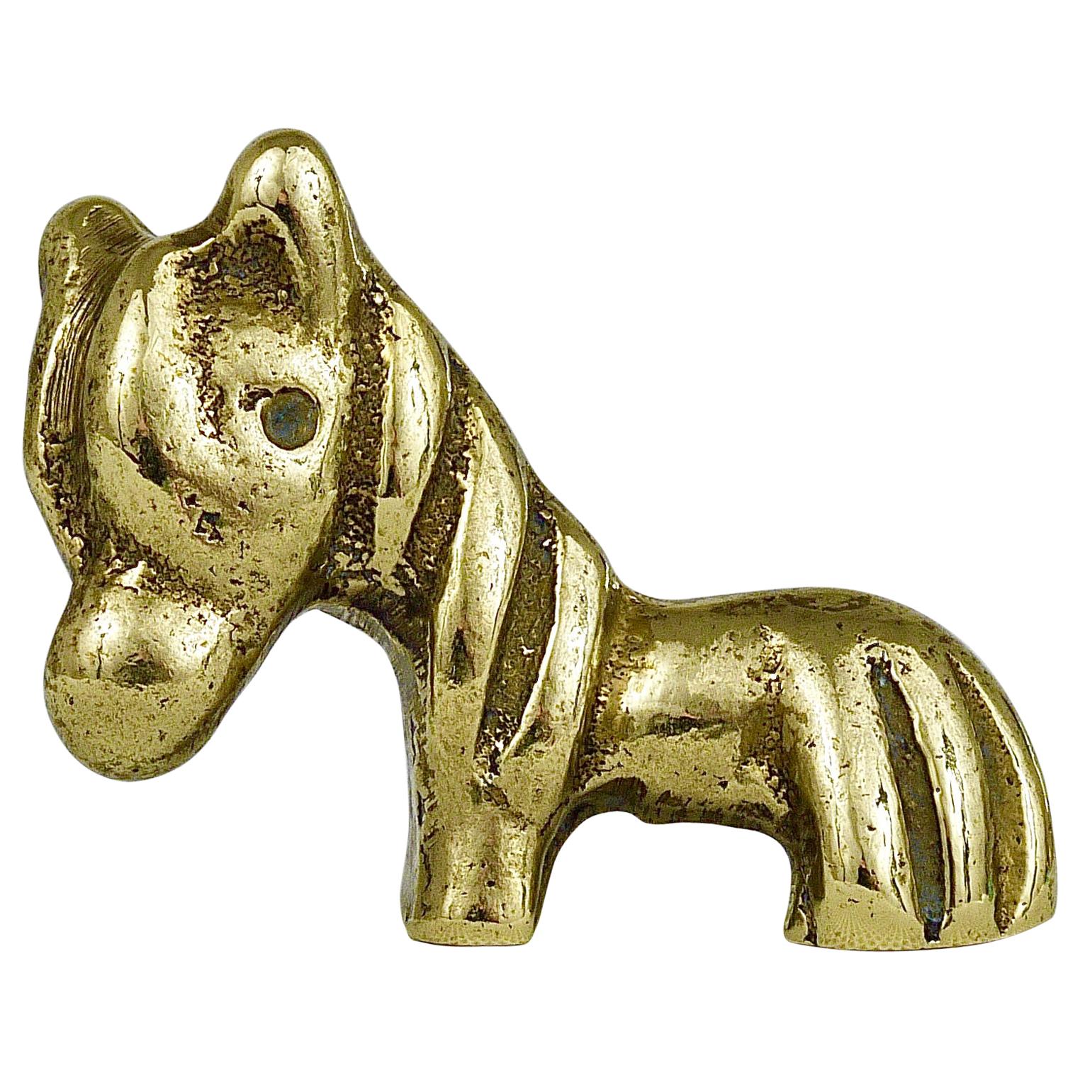 Walter Bosse Midcentury Pony Horse Brass Figurine, Hertha Baller, Austria, 1950s