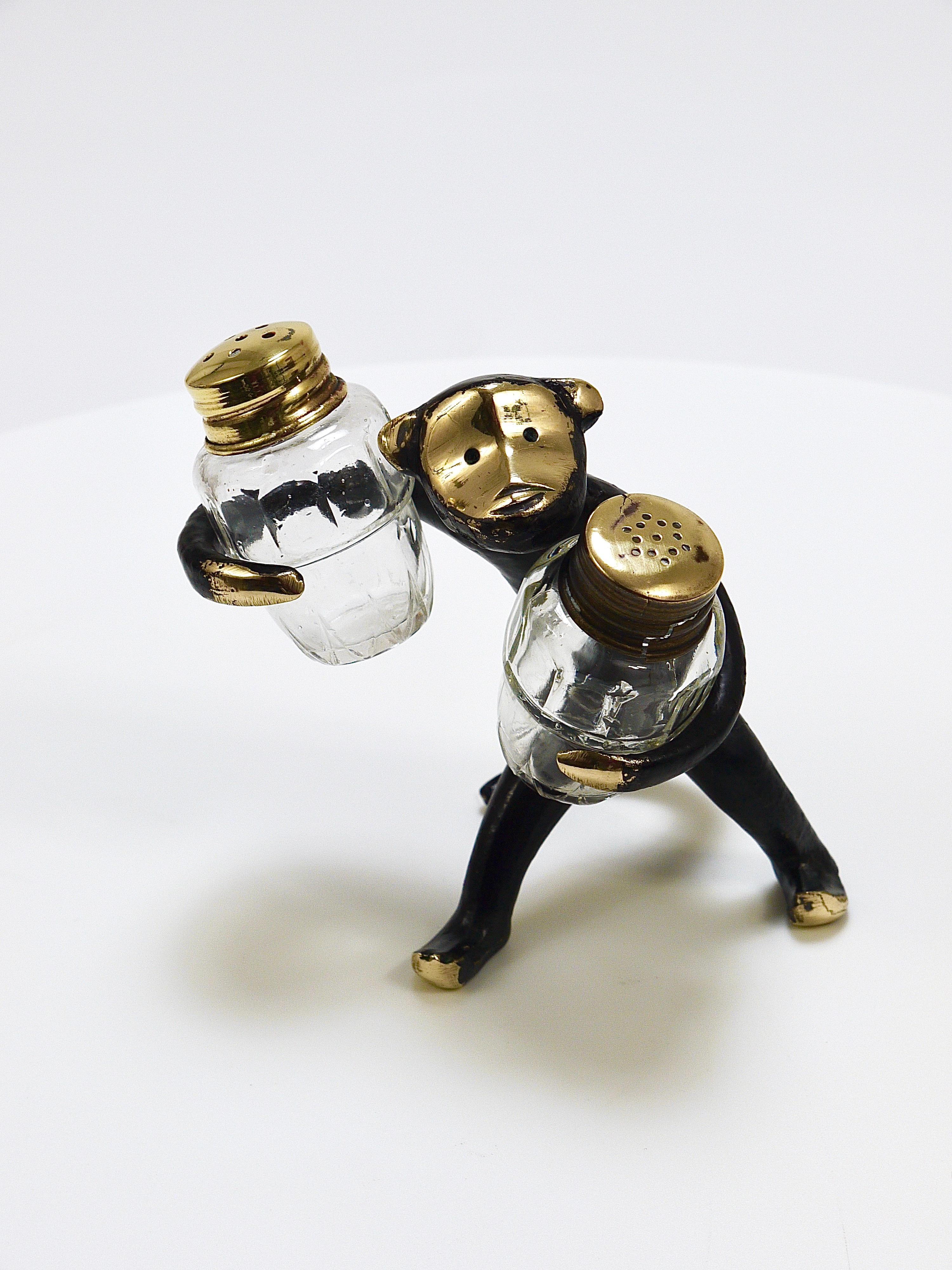 Walter Bosse Monkey Salt and Pepper Shakers Set, Herta Baller, Austria, 1950s In Good Condition For Sale In Vienna, AT