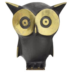 Vintage Walter Bosse Owl Sculpture Figurative Bookend for Hertha Baller c. 1950s