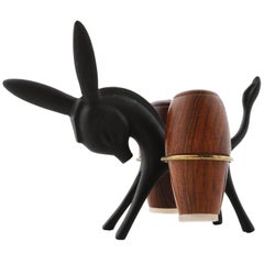 Walter Bosse Salt Pepper Donkey Set, Black Brass Wood, Hertha Baller, 1950