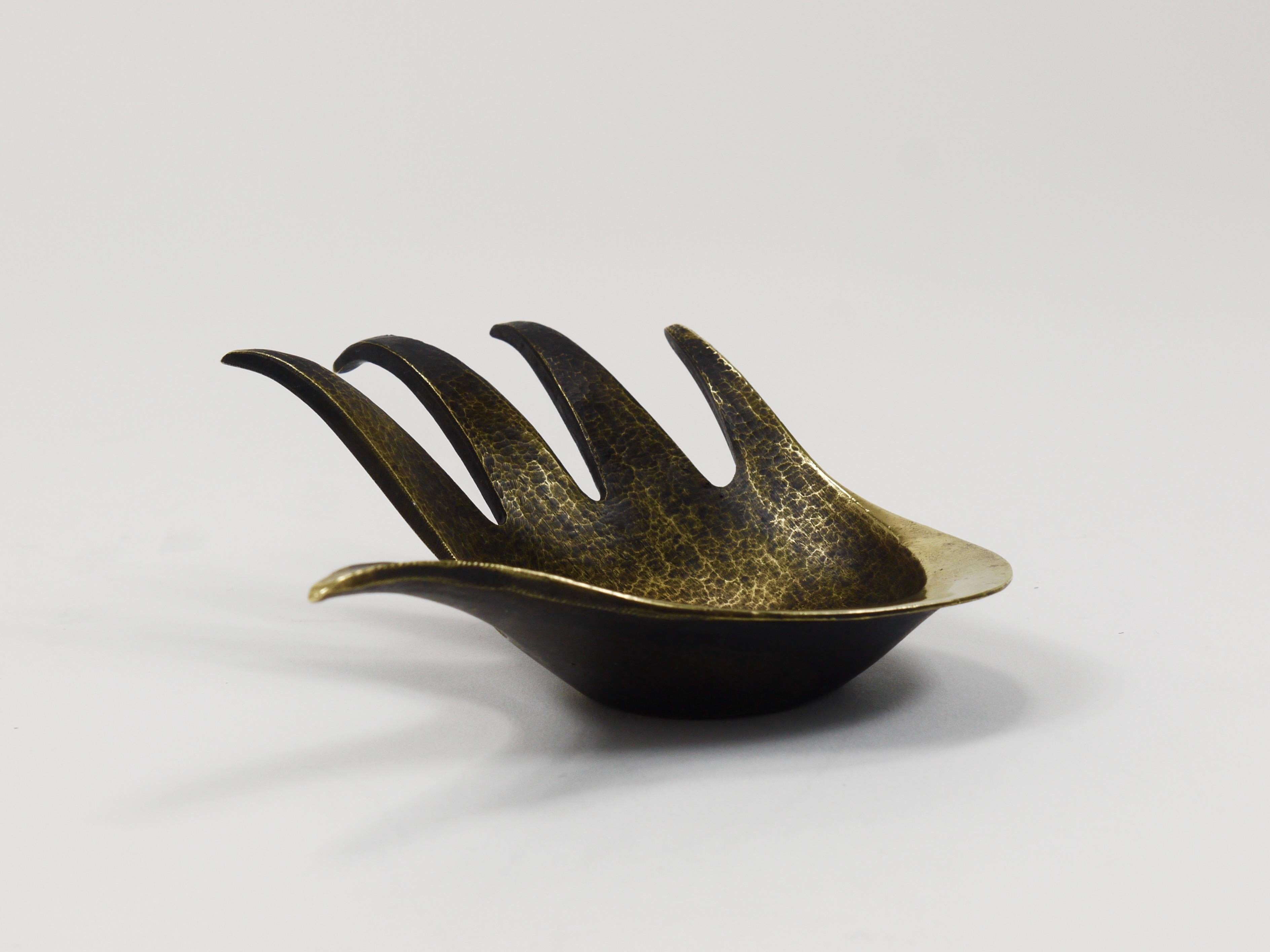 Walter Bosse Sculptural Brass Hand Bowl or Ashtray, Herta Baller, Austria, 1950s For Sale 6