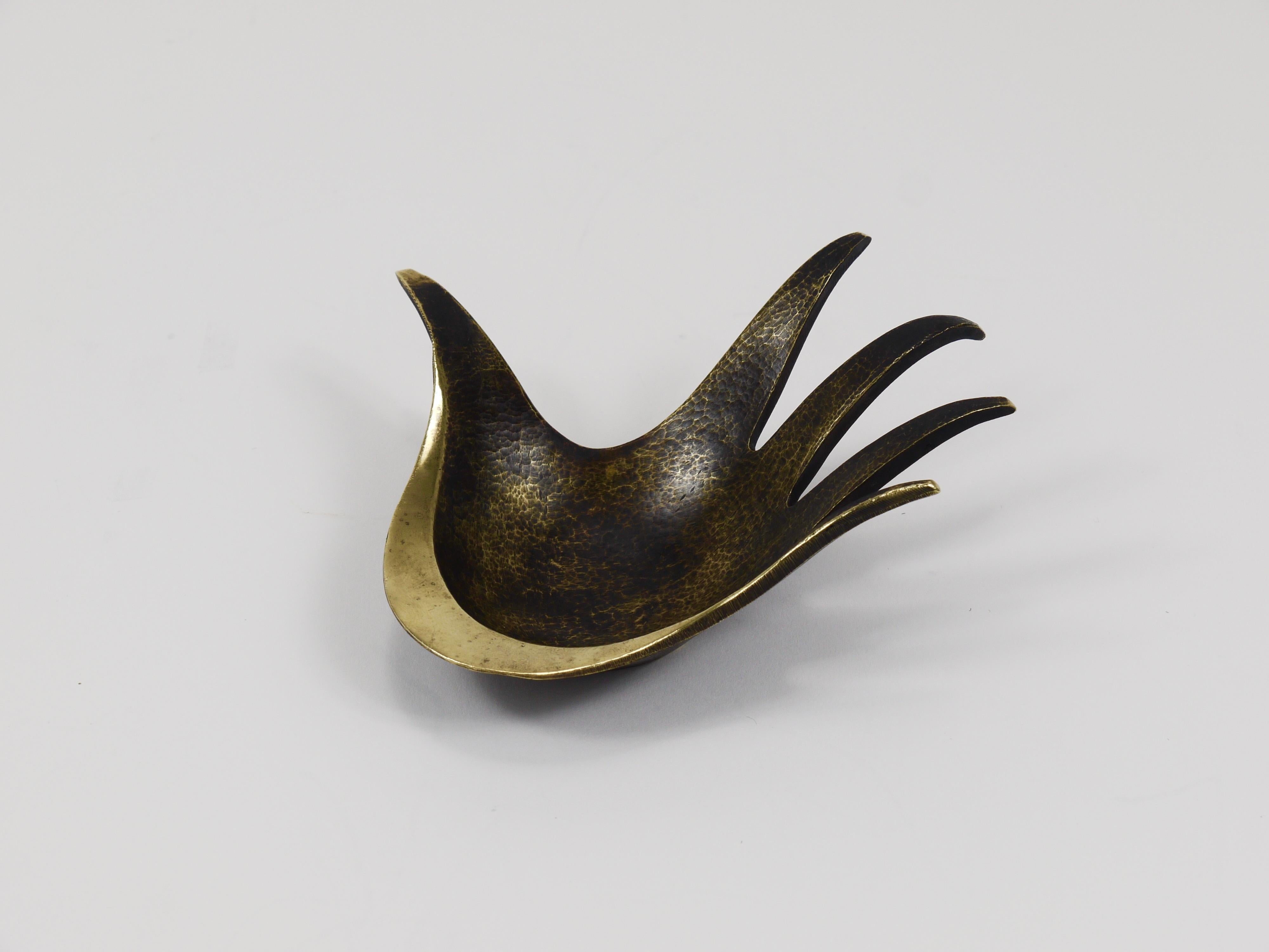 20th Century Walter Bosse Sculptural Brass Hand Bowl or Ashtray, Herta Baller, Austria, 1950s For Sale