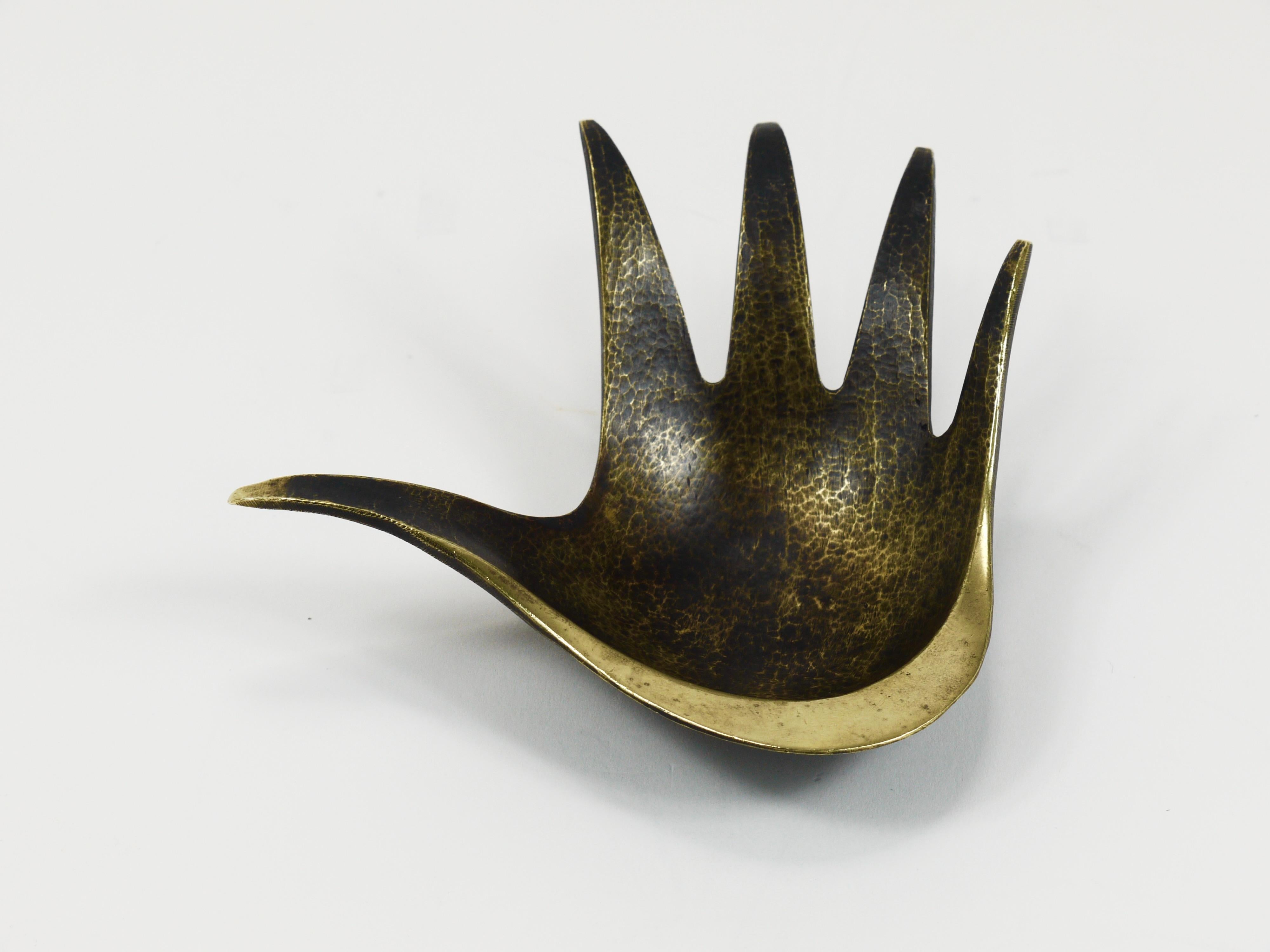 Walter Bosse Sculptural Brass Hand Bowl or Ashtray, Herta Baller, Austria, 1950s For Sale 1