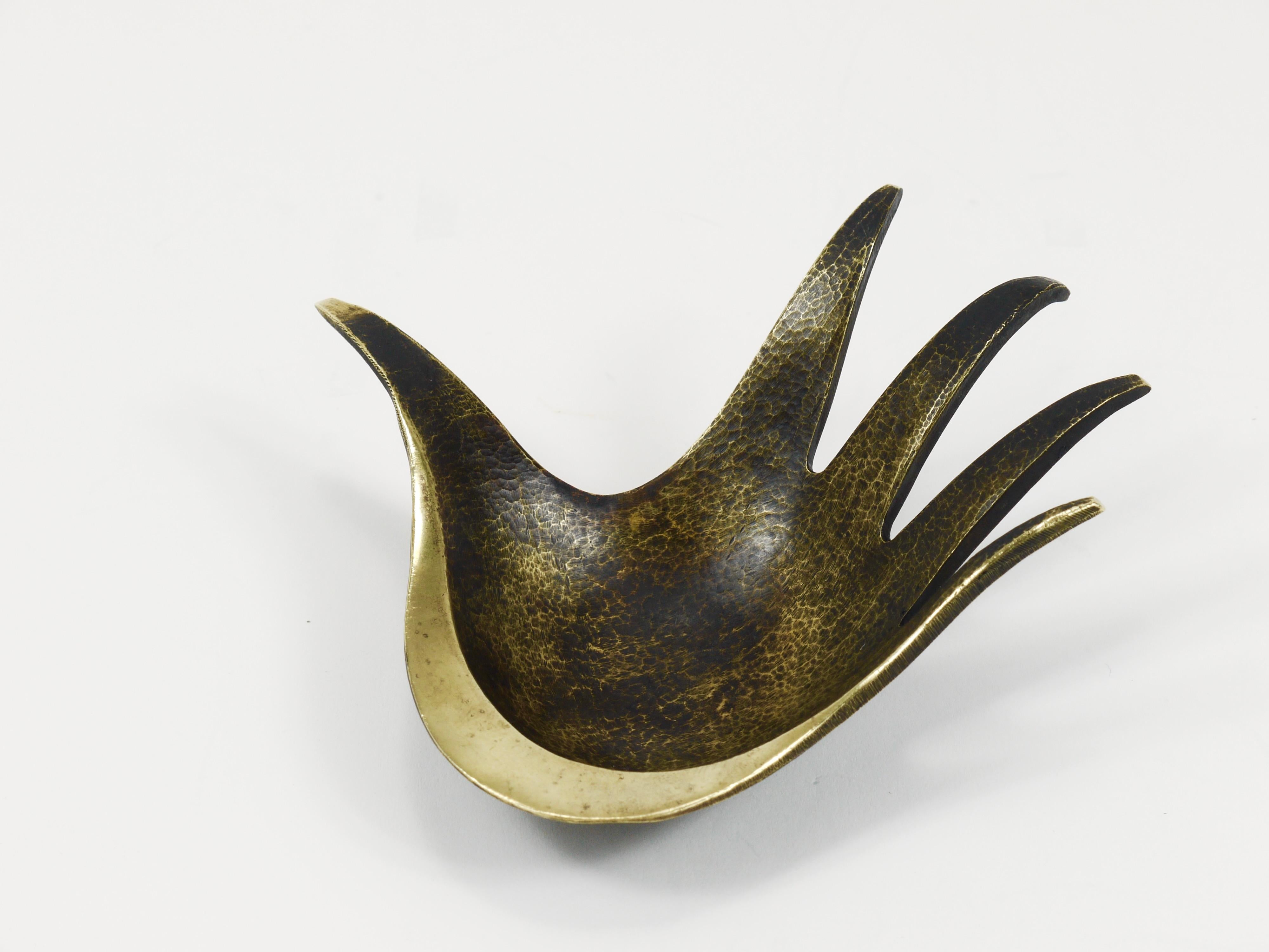 Walter Bosse Sculptural Brass Hand Bowl or Ashtray, Herta Baller, Austria, 1950s For Sale 3