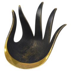 Walter Bosse Sculptural Brass Hand Bowl or Ashtray, Herta Baller, Austria, 1950s