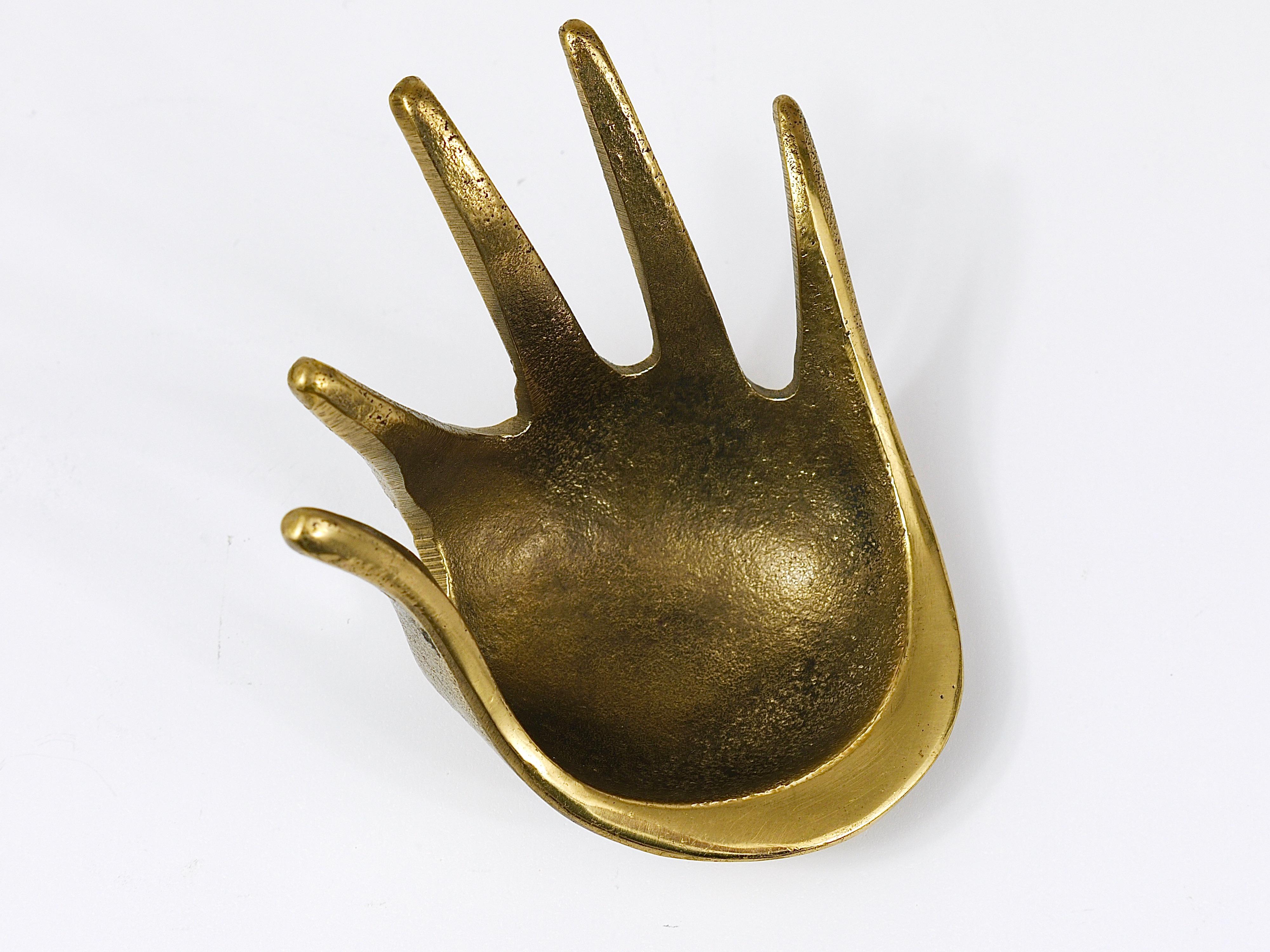 Walter Bosse Sculptural Brass Hand Bowl or Ashtray, Herta Baller, Austria, 1950 2