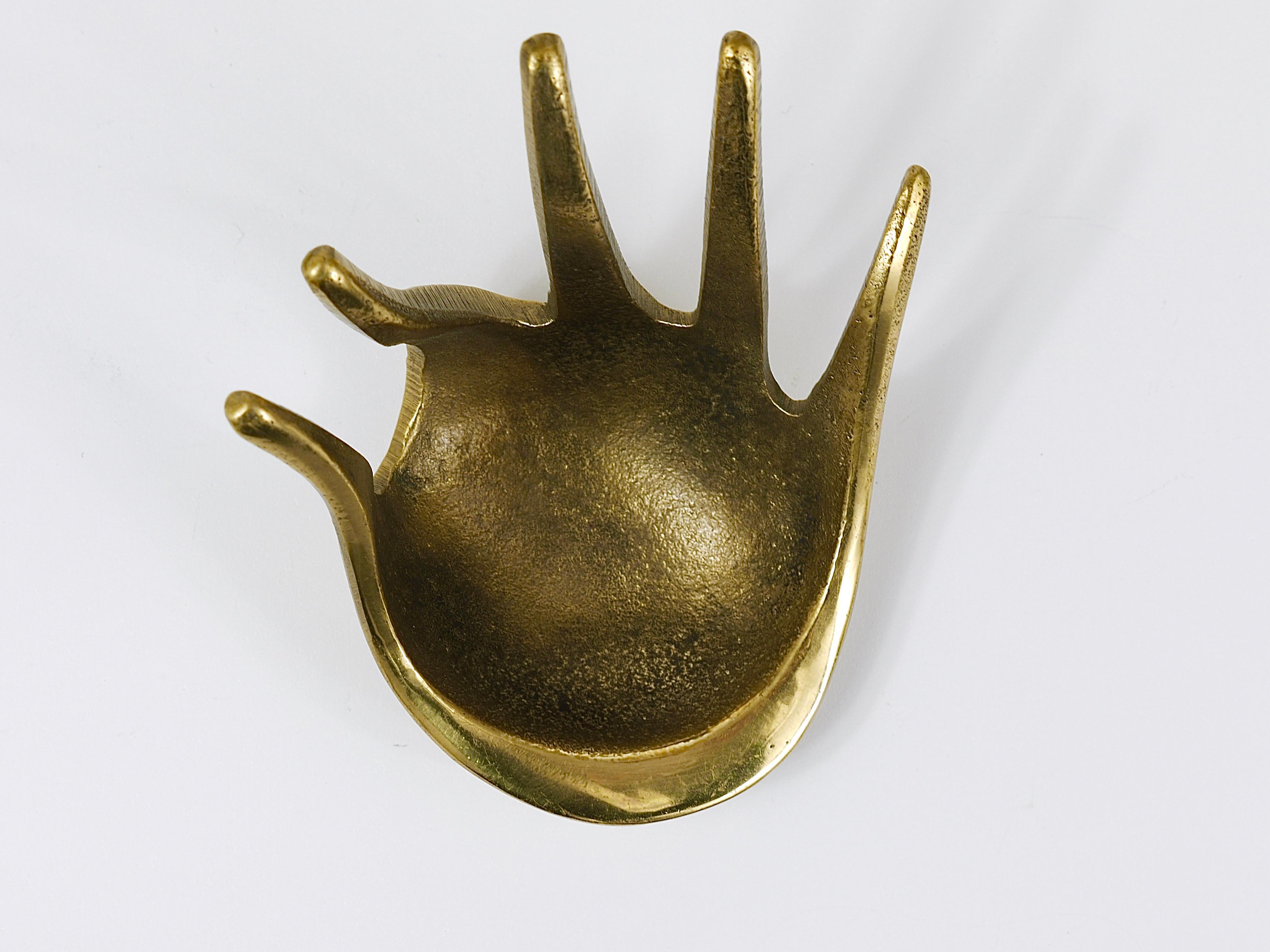 Walter Bosse Sculptural Brass Hand Bowl or Ashtray, Herta Baller, Austria, 1950 3