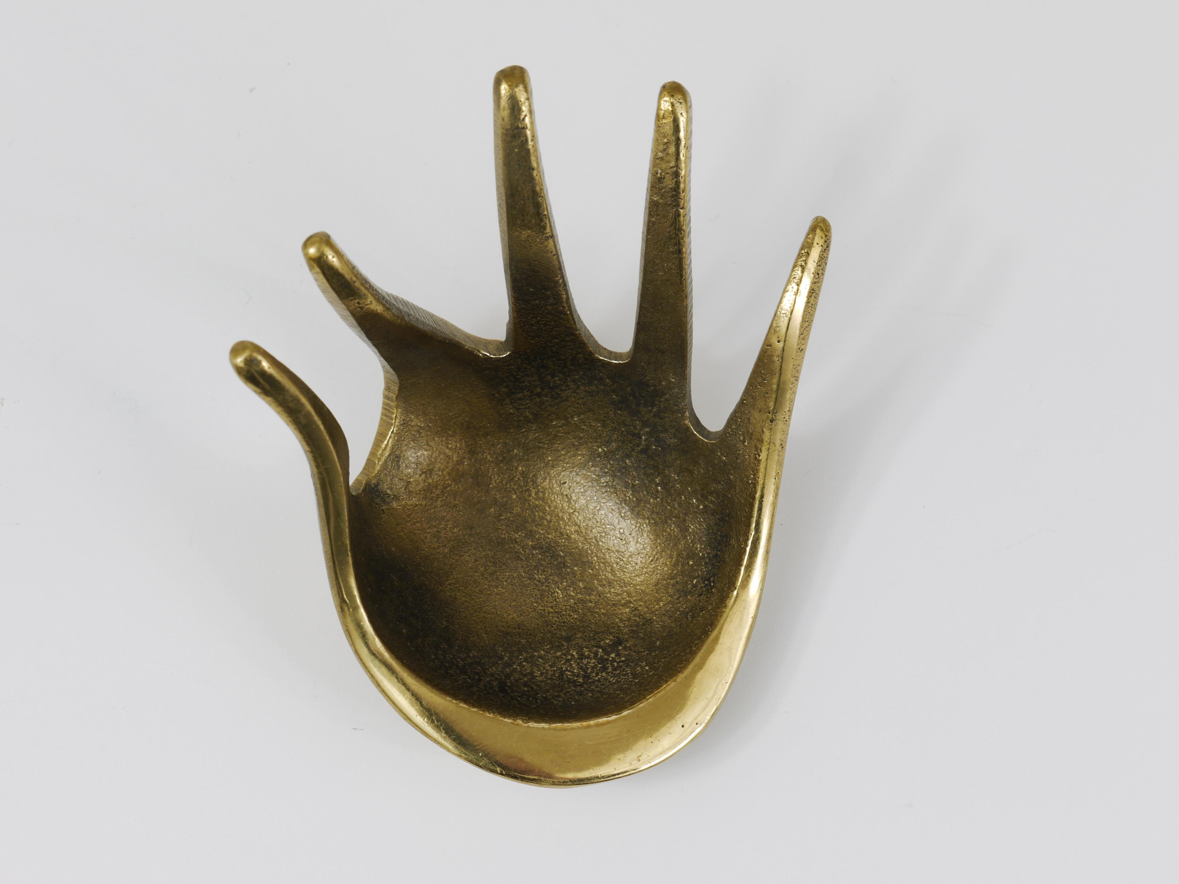 Walter Bosse Sculptural Brass Hand Bowl or Ashtray, Herta Baller, Austria, 1950 4