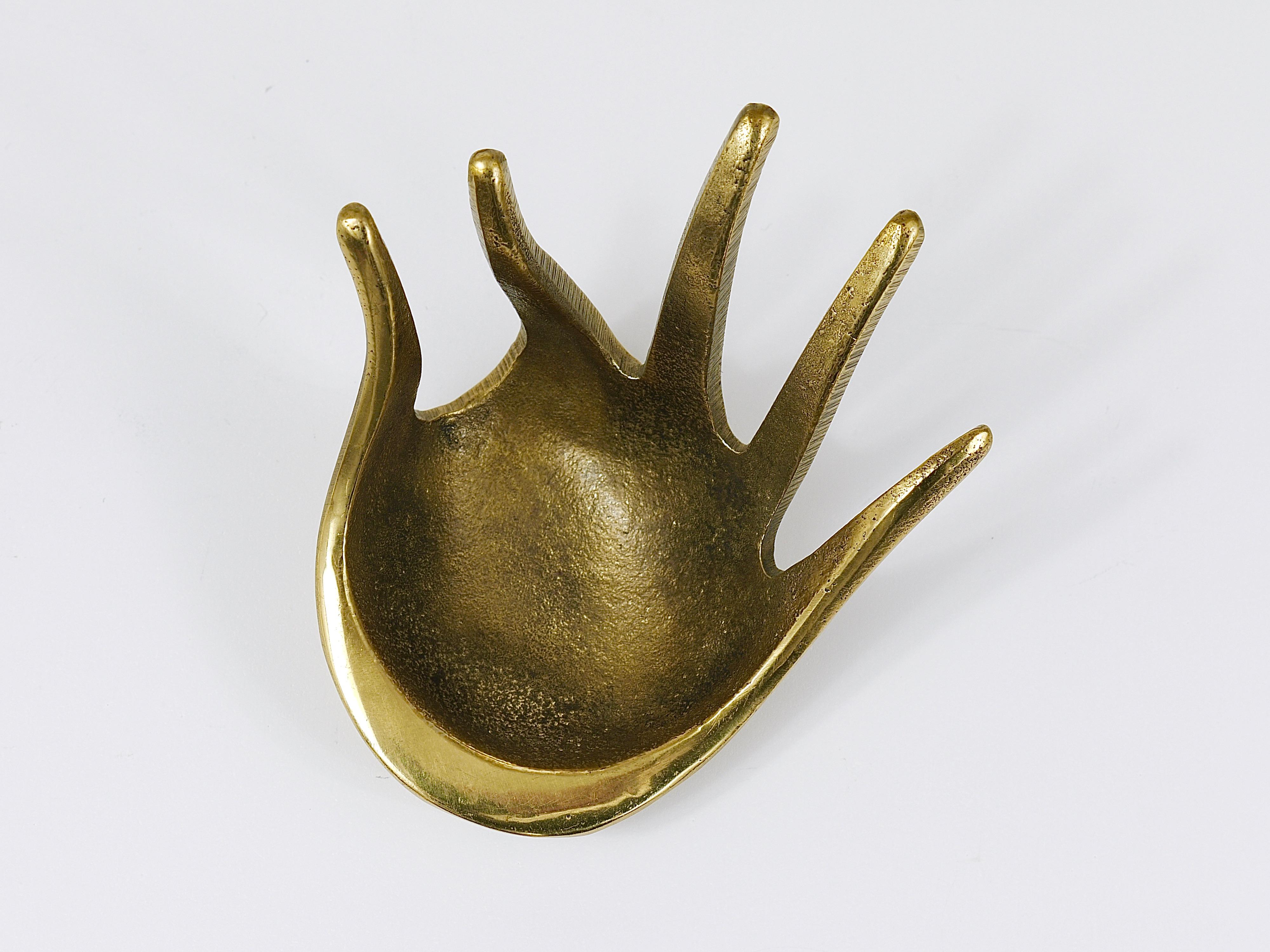Walter Bosse Sculptural Brass Hand Bowl or Ashtray, Herta Baller, Austria, 1950 5