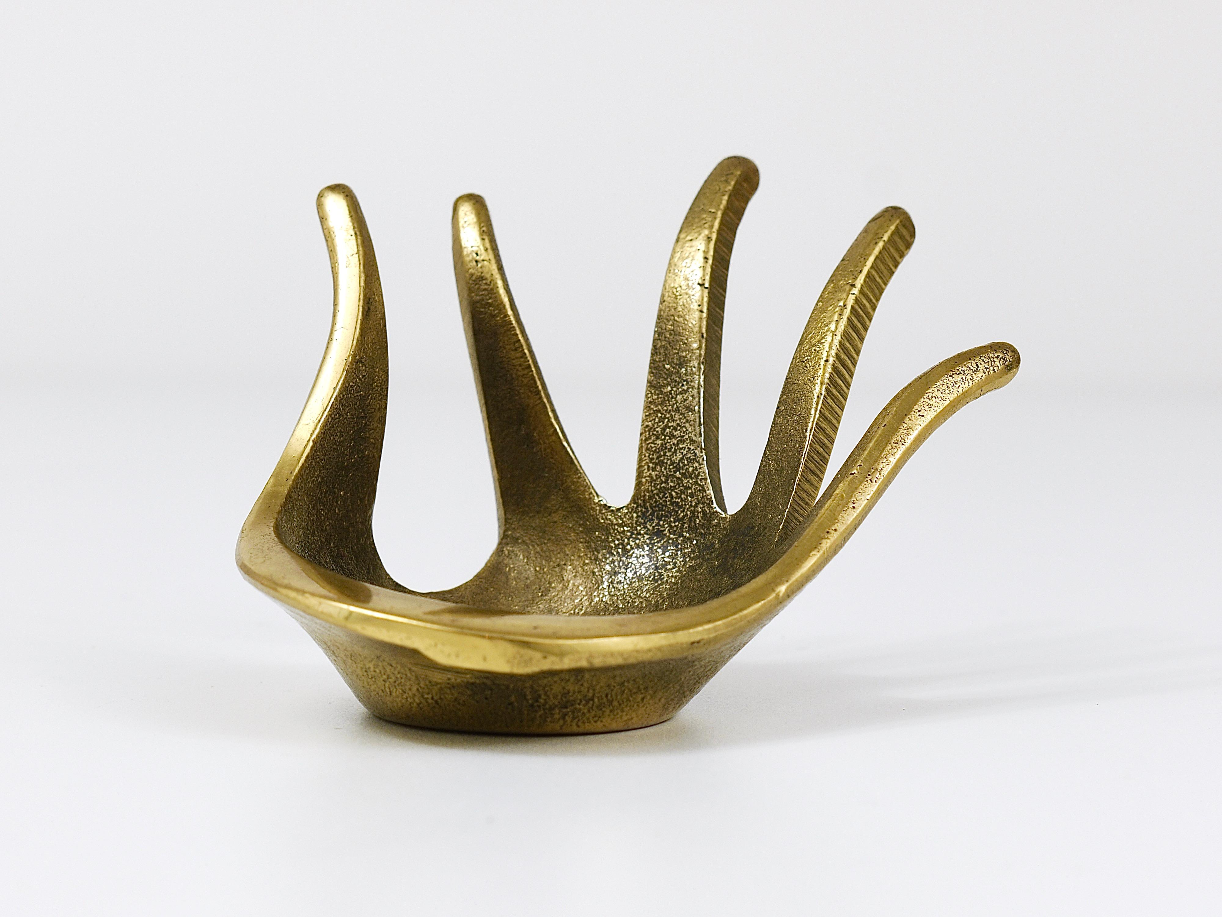 Walter Bosse Sculptural Brass Hand Bowl or Ashtray, Herta Baller, Austria, 1950 6