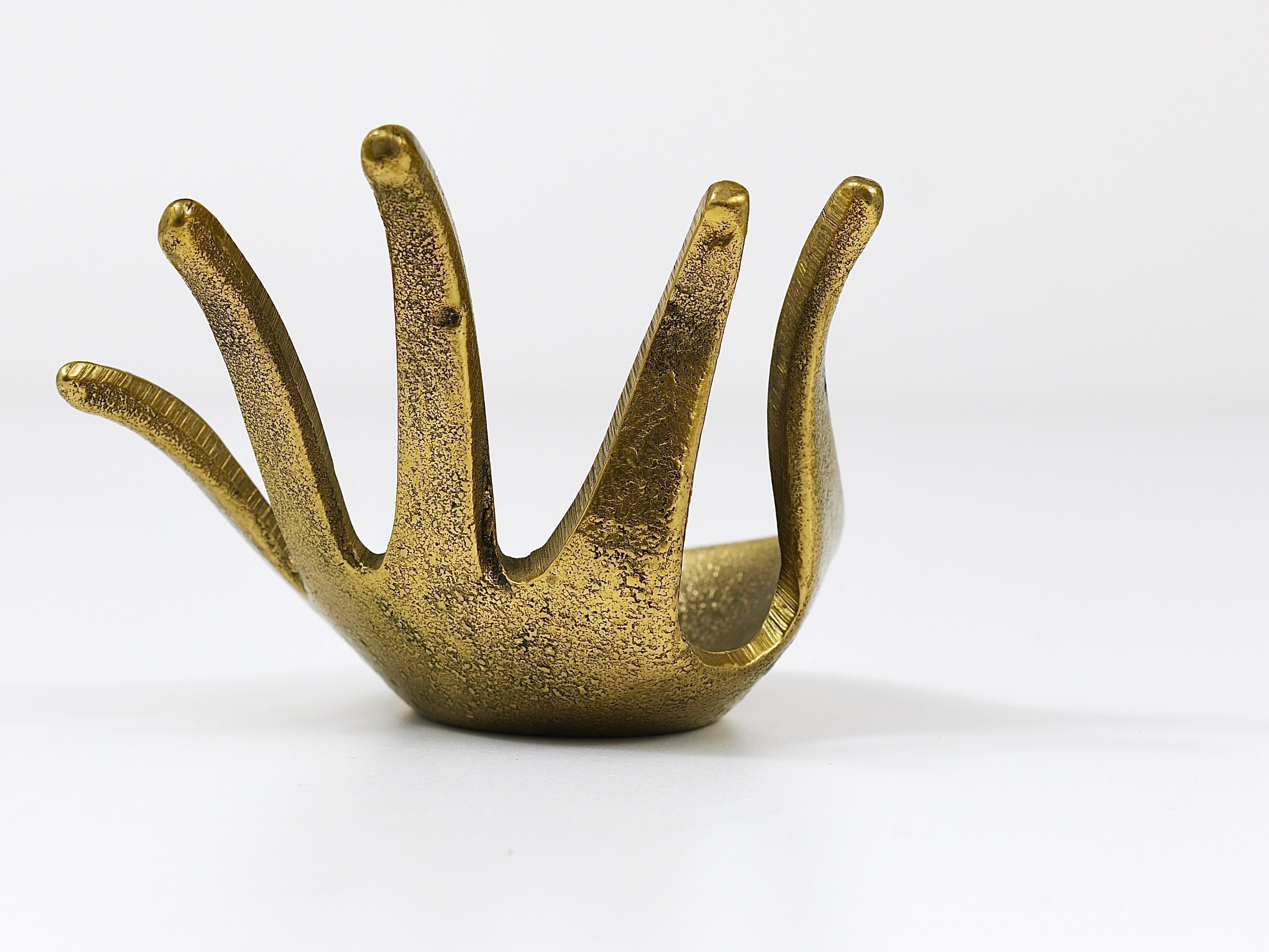 Walter Bosse Sculptural Brass Hand Bowl or Ashtray, Herta Baller, Austria, 1950 7