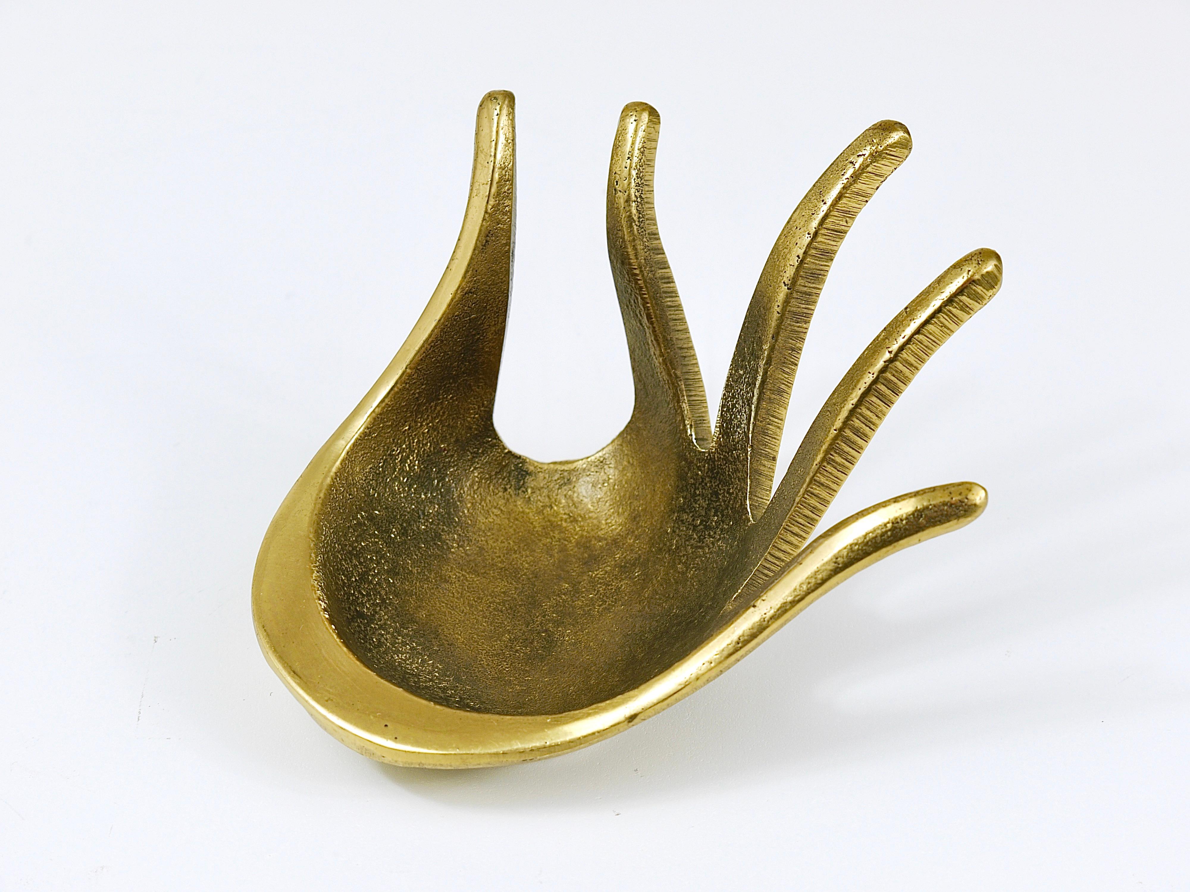Austrian Walter Bosse Sculptural Brass Hand Bowl or Ashtray, Herta Baller, Austria, 1950