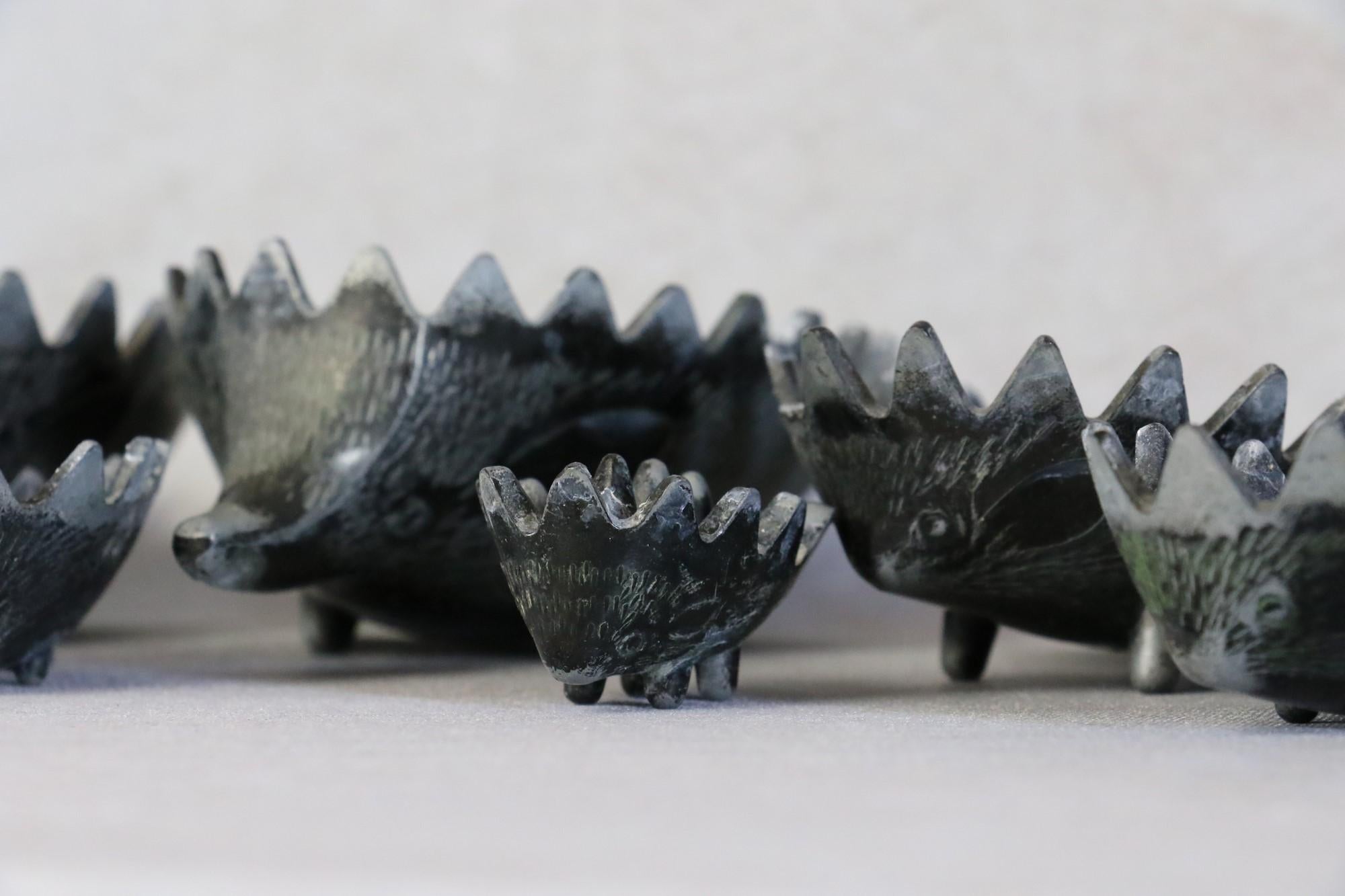 20th Century Walter Bosse Set of 6 Hedgehog Sculptures for Hertha Baller, circa 1950s For Sale