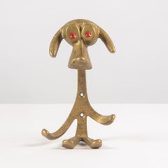 Walter Bosse Style Cast Brass Dog Wall Hook