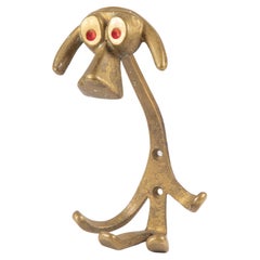 Walter Bosse Style Cast Brass Dog Wall Hook