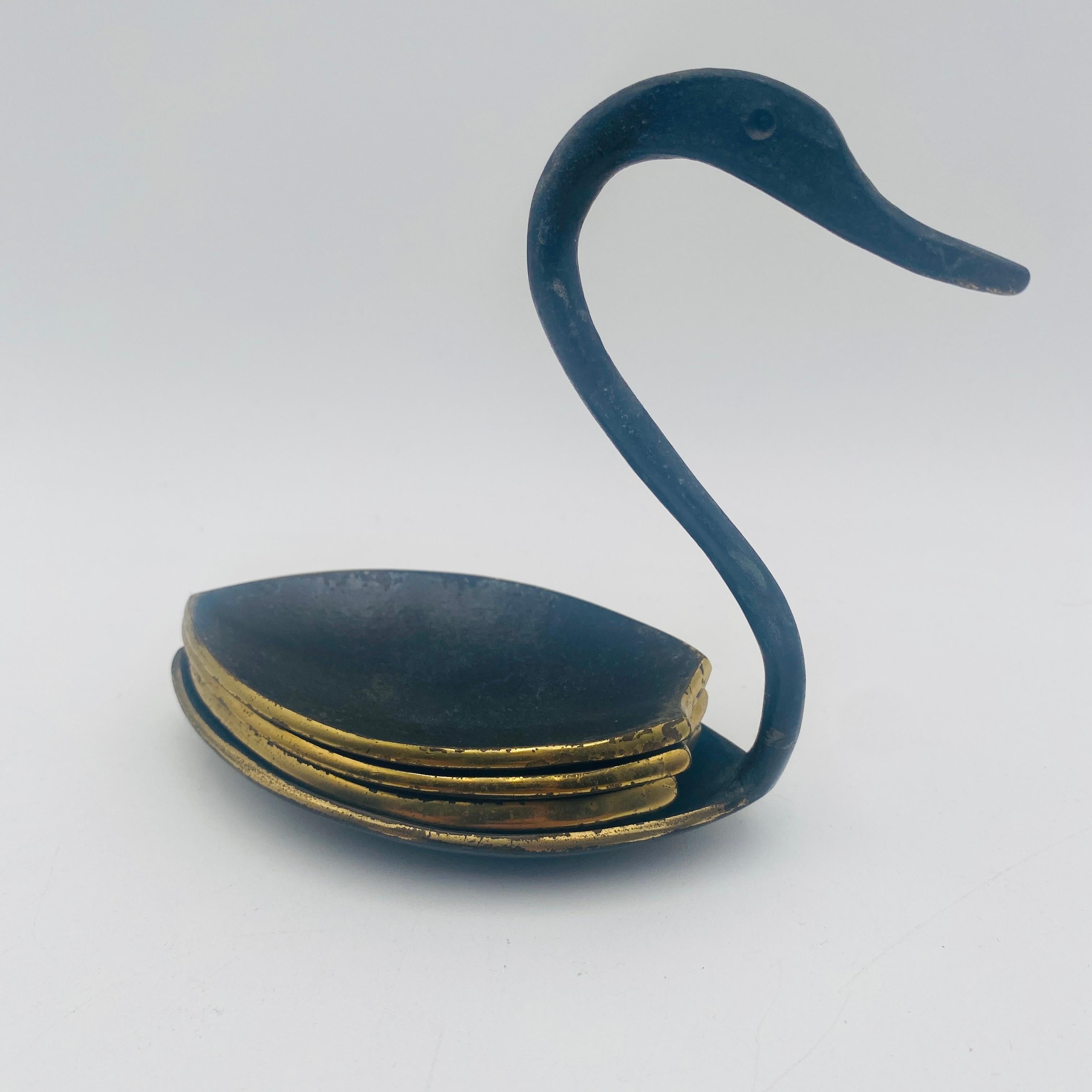 Walter Bosse Schwan Stapelbare Aschenbecher aus Messing, Herta Baller, Österreich, 1950er Jahre 4