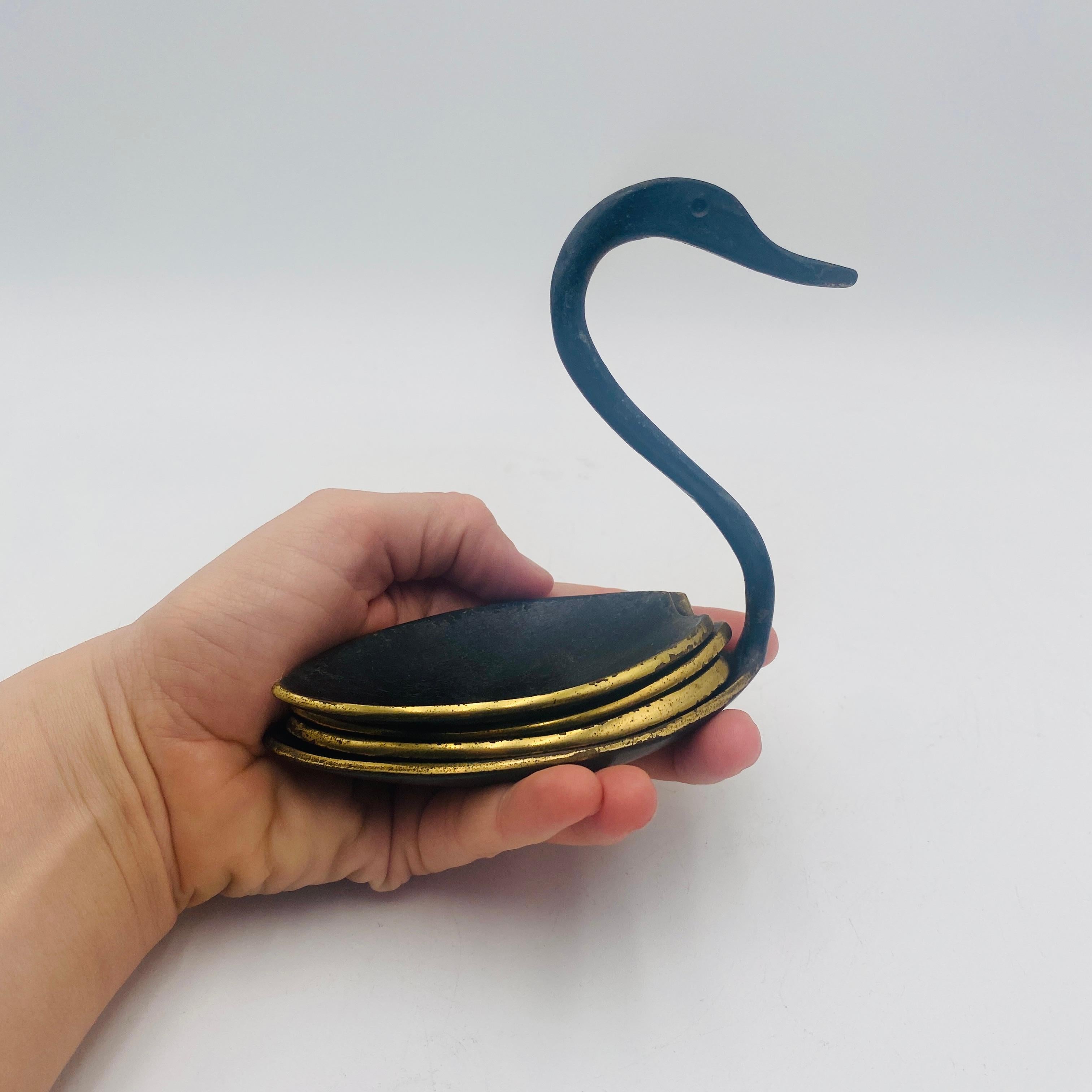 Walter Bosse Schwan Stapelbare Aschenbecher aus Messing, Herta Baller, Österreich, 1950er Jahre (Mitte des 20. Jahrhunderts)