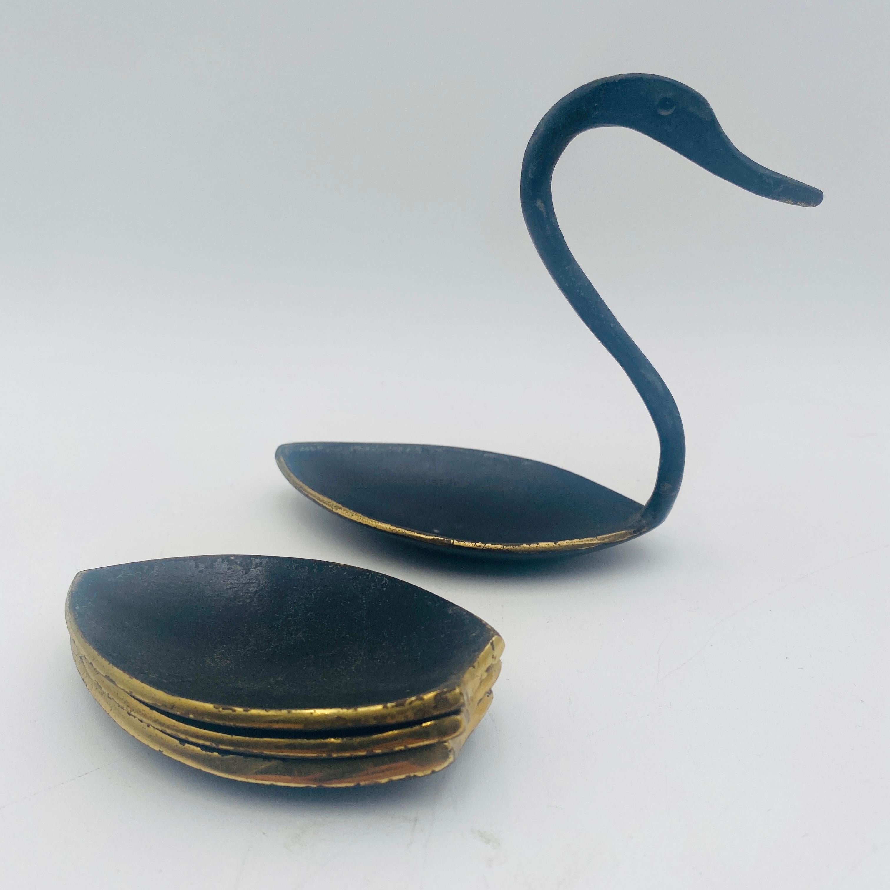 Walter Bosse Schwan Stapelbare Aschenbecher aus Messing, Herta Baller, Österreich, 1950er Jahre 3