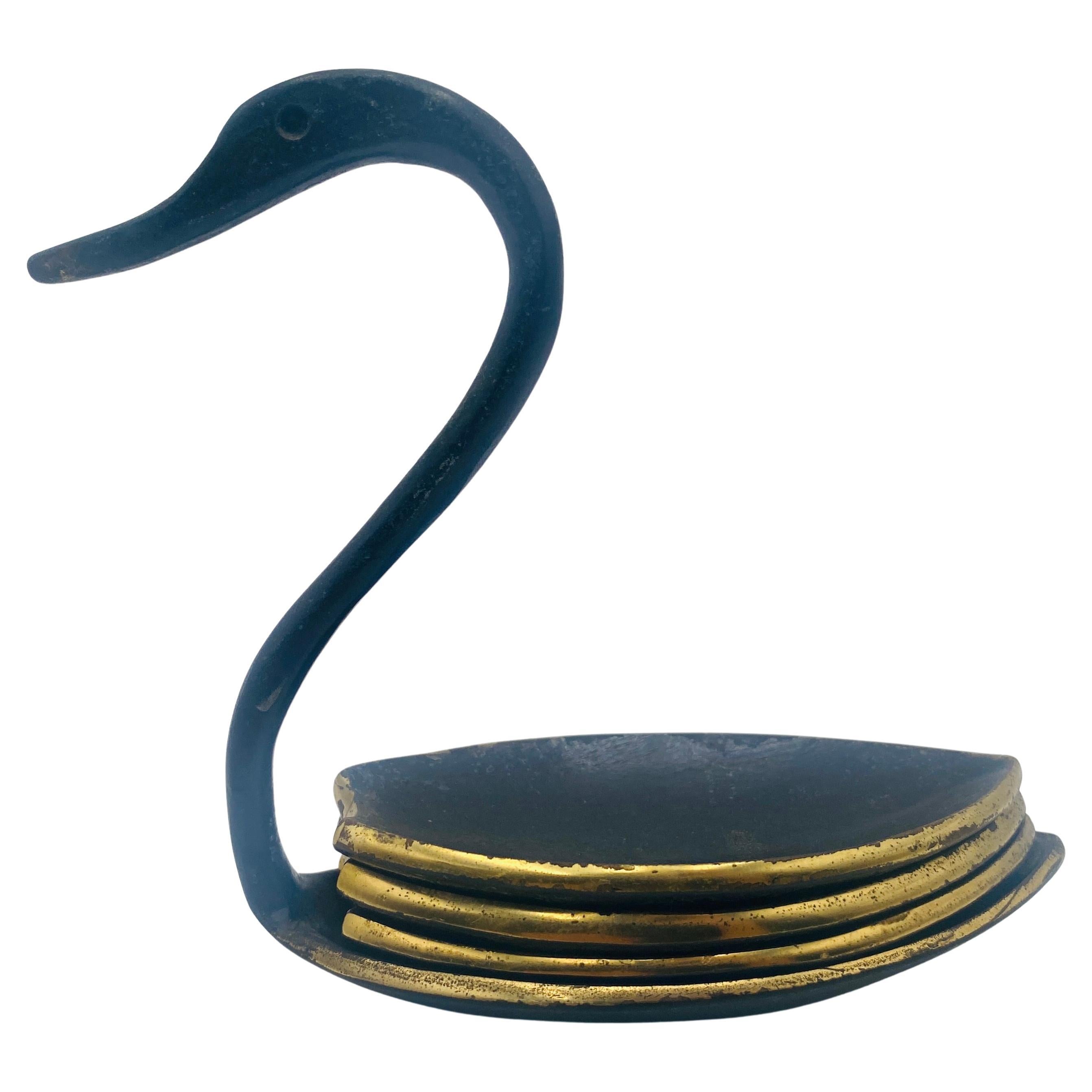 Walter Bosse Schwan Stapelbare Aschenbecher aus Messing, Herta Baller, Österreich, 1950er Jahre
