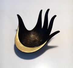 Walter Bosse Vintage Brass Hand Bowl Ashtray Model #841, Austria 1950s