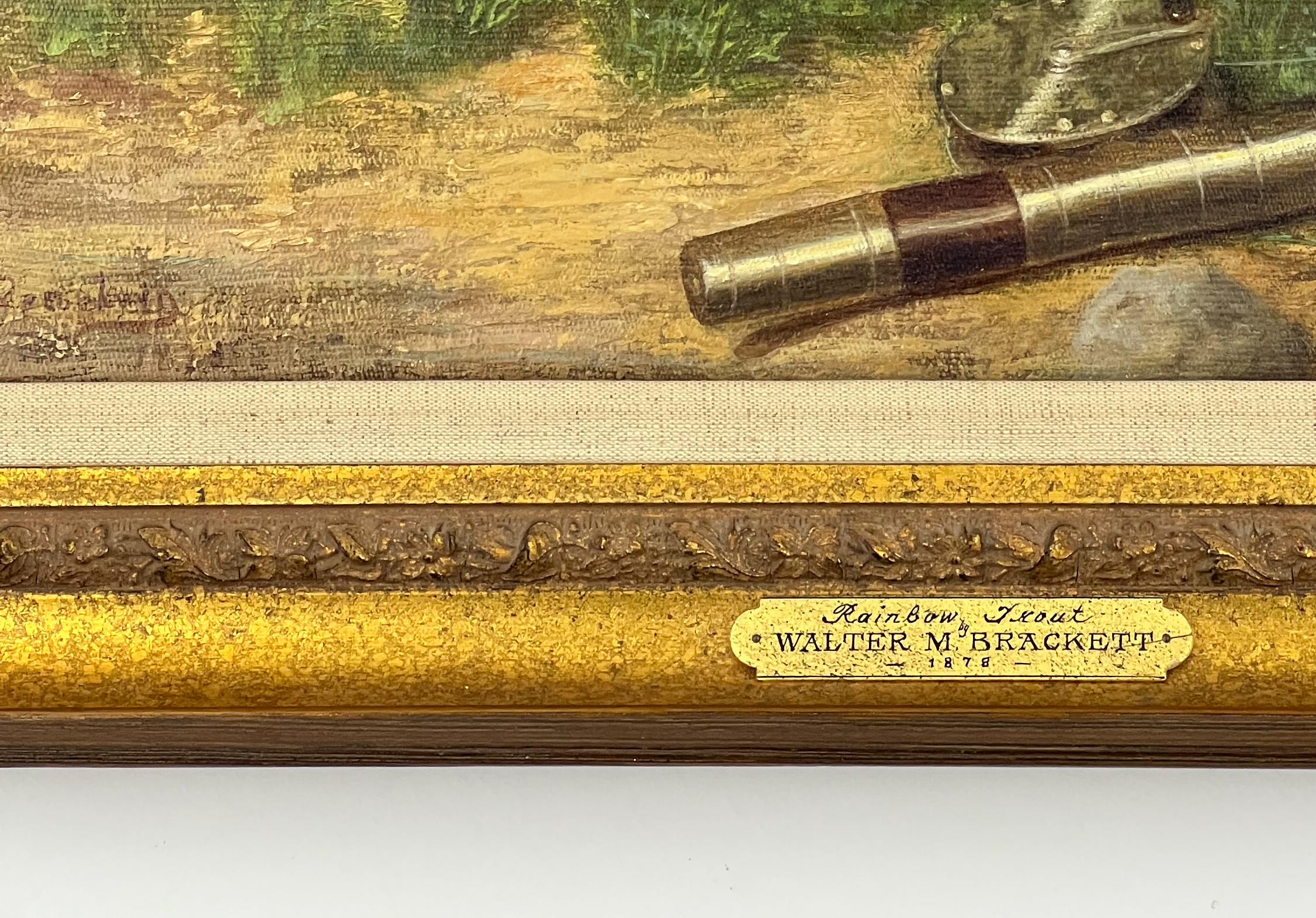 Regenbogenforelle - Neuengland-Stillleben des späten 19. Jahrhunderts. Naturalistisches Ölgemälde (Amerikanischer Realismus), Painting, von Walter Brackett