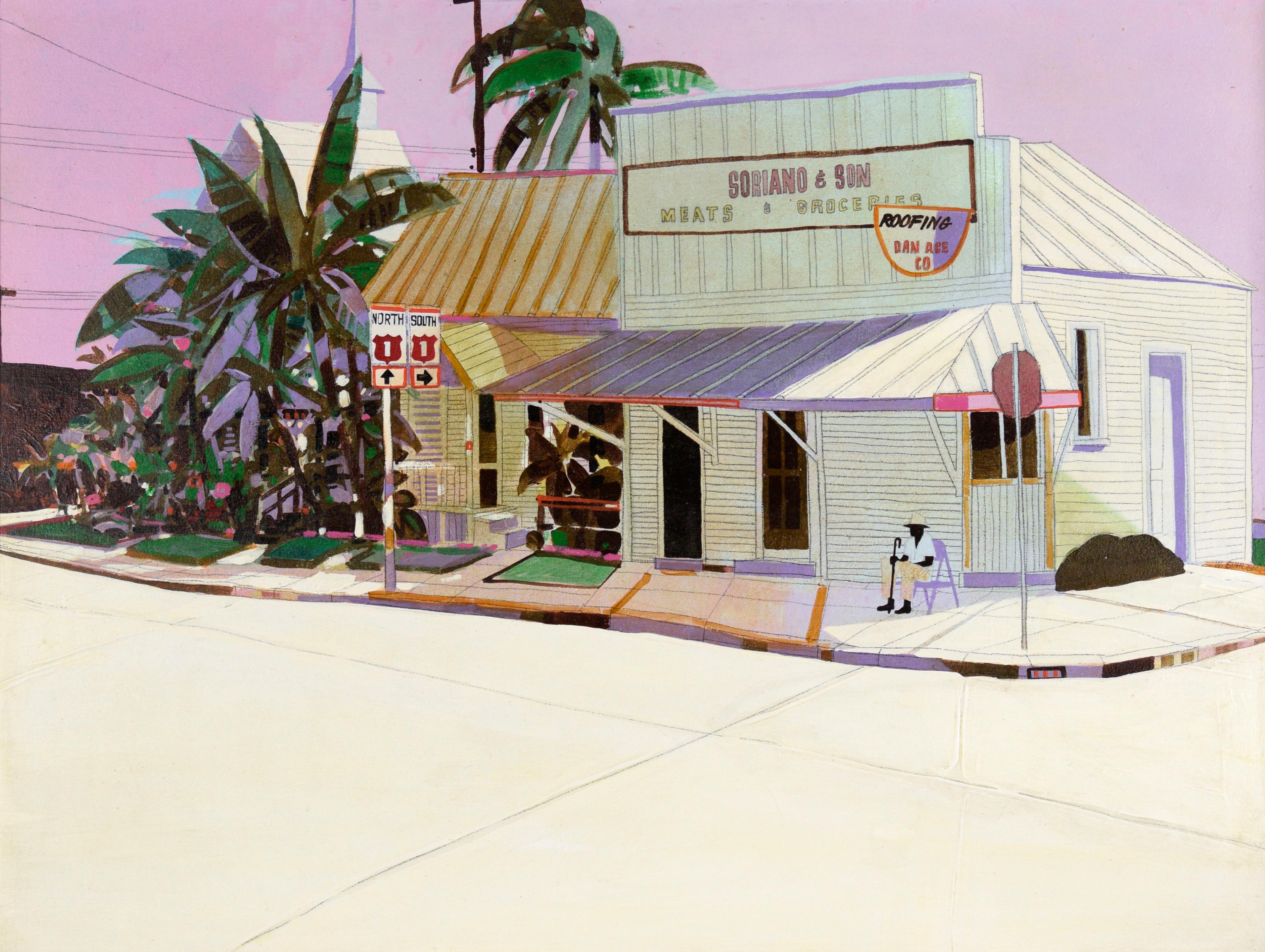 Soriano’s Market, Key West, Florida - Landscape in Acrylic on Canvas - Painting by Walter Buhler