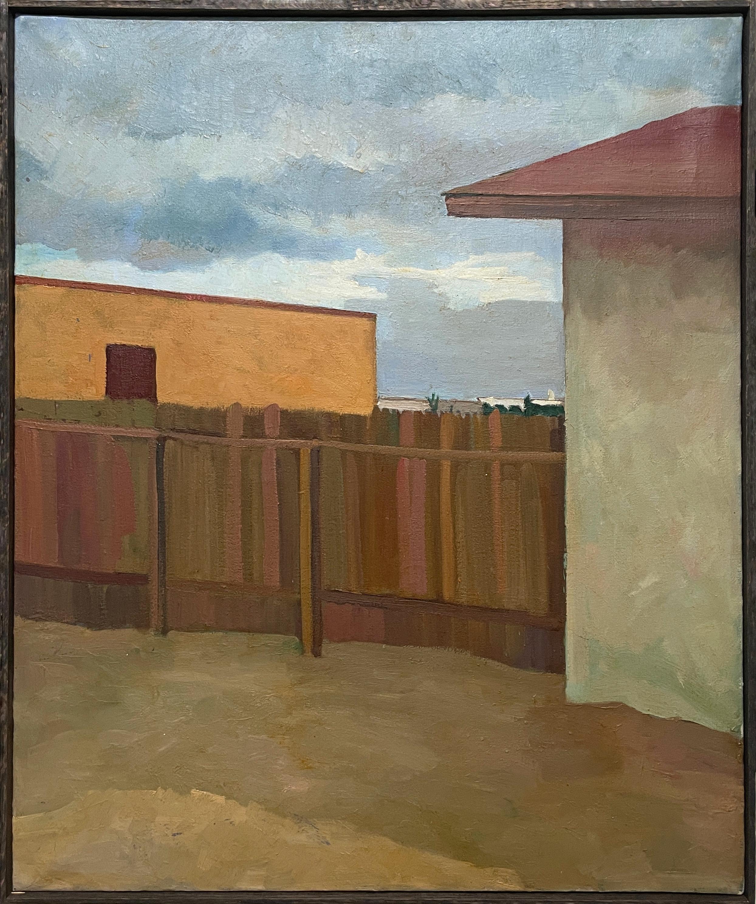 Walter Burt Adams Figurative Painting - A Post-War, Modern Precisionist Landscape, Urban Realism, House in New Mexico