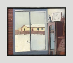 A Post-War, Modern Southwestern Realist Landscape Oil, Studio Window, New Mexico