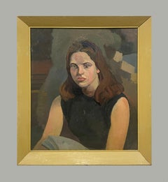 A Striking Mid-Century Modern Studio Portrait of a Seated Young Woman