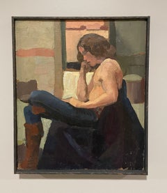 A Striking, Post-War Modern Studio Portrait of a Seated Young Male Model
