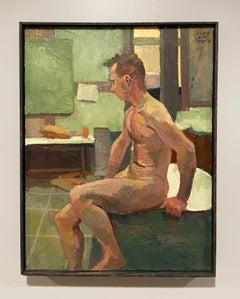 A Striking, Post-War Modern Studio Portrait of a Seated Young Male Nude Model