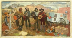 "Cowboy Serenade", A Cheerful Southwestern Modern New Mexico Landscape Painting