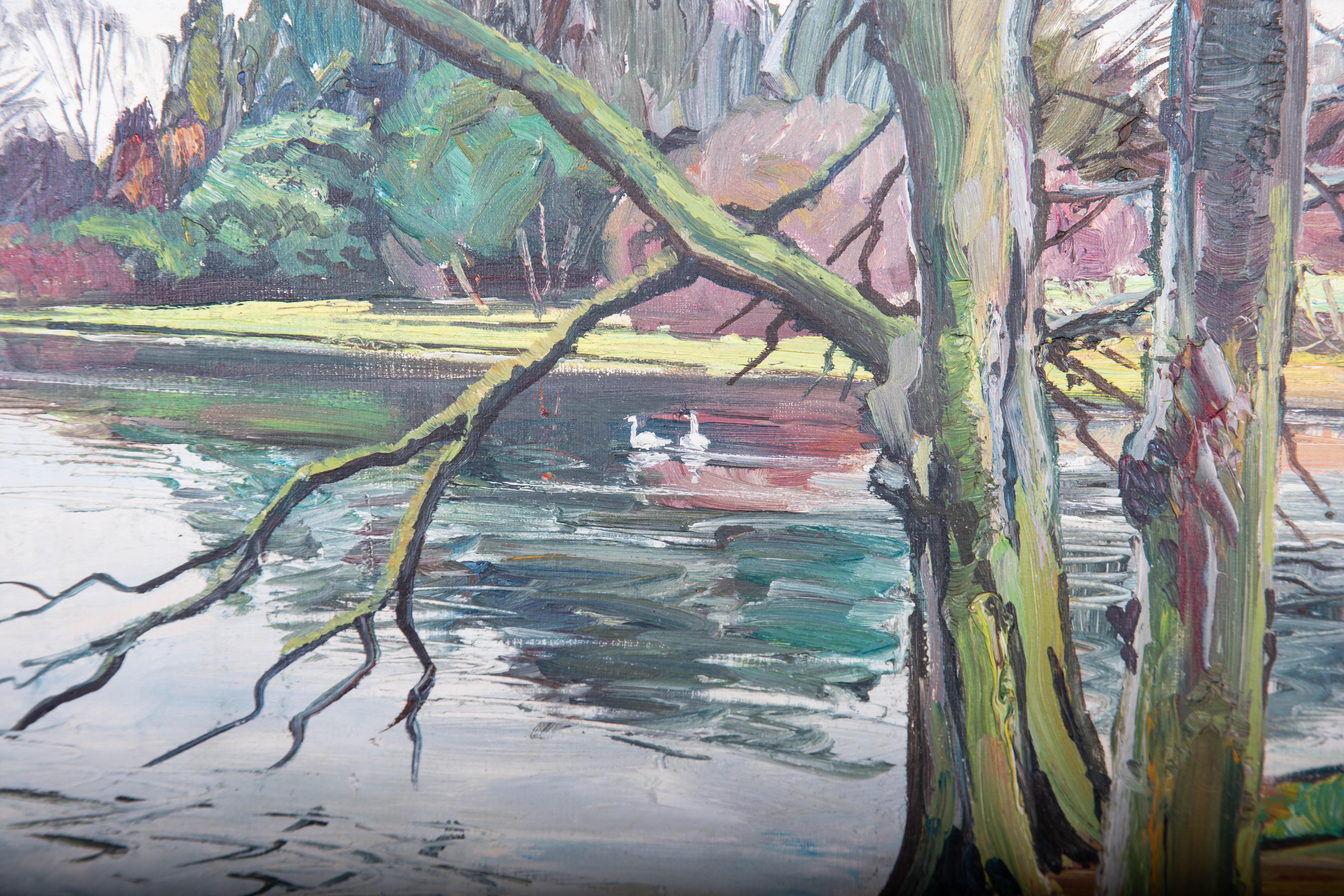 Walter Cecil Horsnell (1911-1997) - Olio del XX secolo, L'inverno sul lago 1