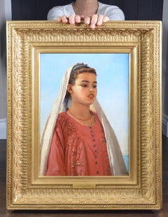 Almeh on the Nile - Orientalist Oil Painting of Egypt Beauty Royal Academy 1910