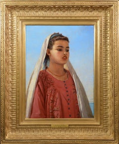 Almeh on the Nile - Orientalist Oil Painting of Egypt Beauty Royal Academy 1910