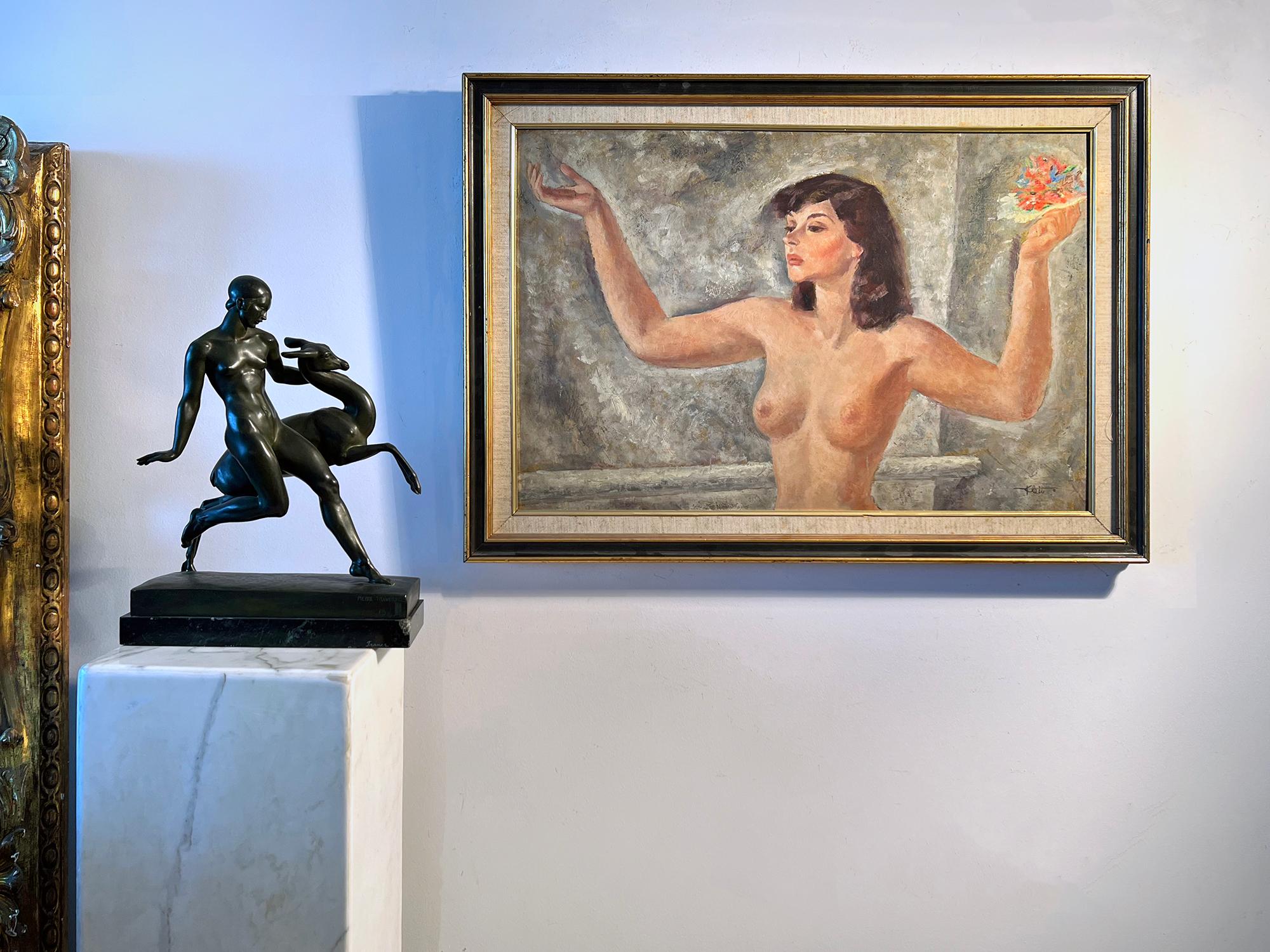 Elegant Nude Woman in Dancing - Mid-Century Monochromatic For Sale 8