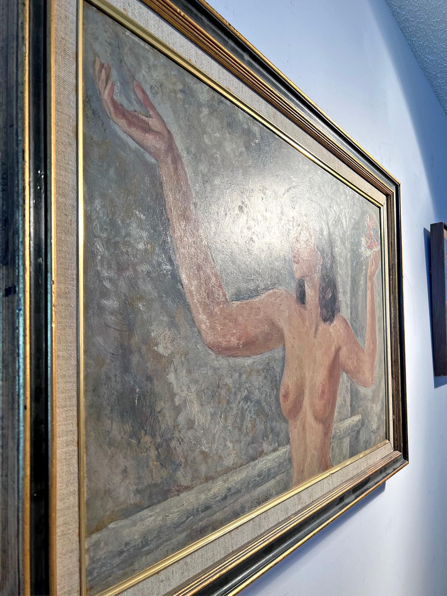 Elegant Nude Woman in Dancing - Mid-Century Monochromatic For Sale 9