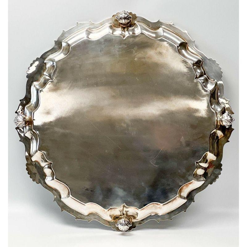 Walter & Charles Sissons England Sterling Silver Footed Tray, 1899 In Good Condition In Gardena, CA