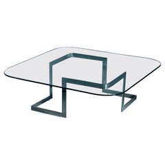 Walter, Coffee Table with glass top and stainless steel base