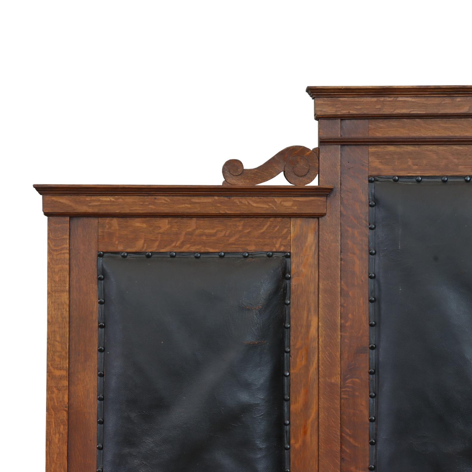 This bench was manufactured by the Walter Corey Company of Portland, ME. Founded in 1836, Corey’s small shop became a major furniture manufacturer when Corey’s partner Johnathan Bancroft, an engineer by trade, created equipment to mass-manufacture