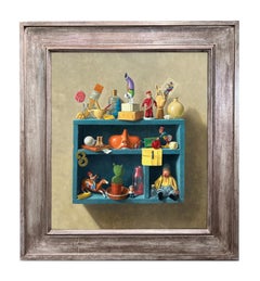 Jokers Wild–Nostalgic Still Life Painting of Toys, Trinkets, and Artistic Tools