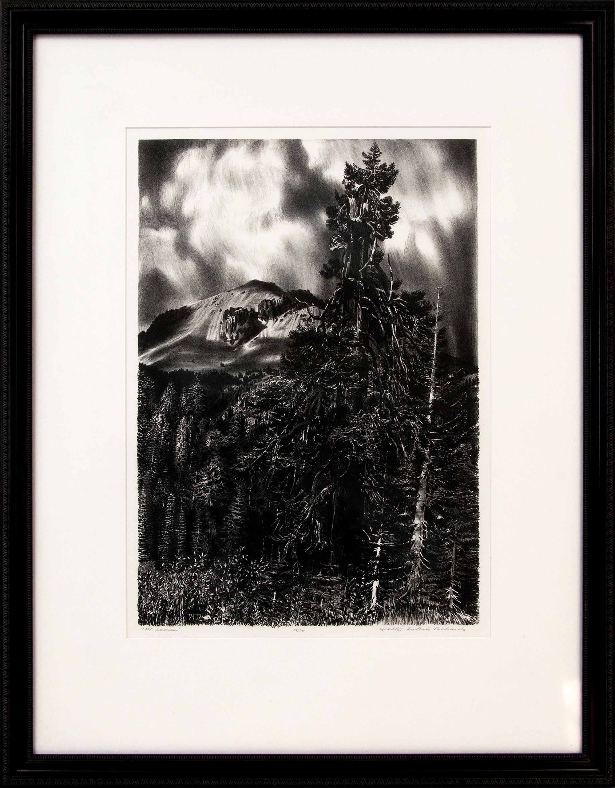 Signed Mt. Lassen Vintage Lithograph by Richard Walter Dubois, Limited Edition