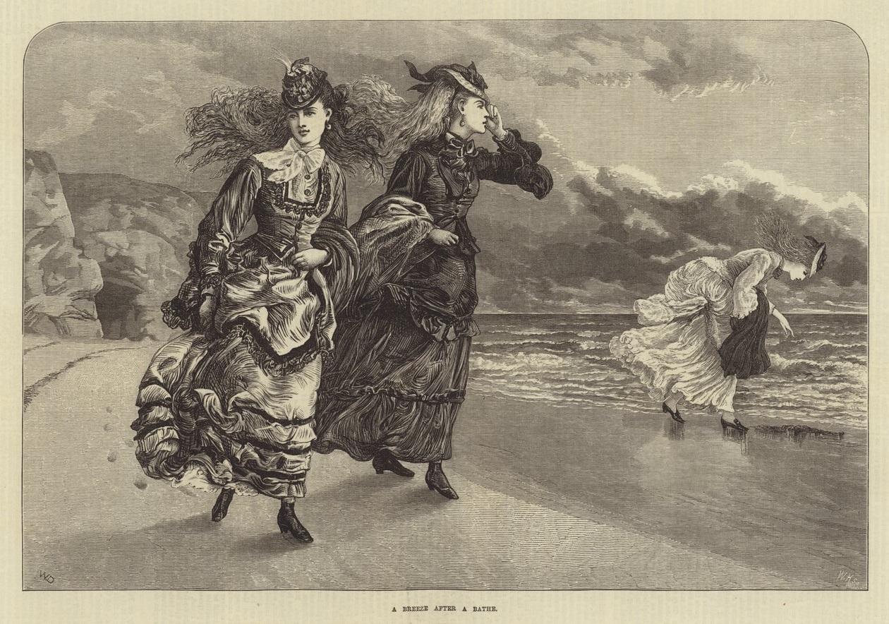 Pittura ad olio English Impressionist del XIX secolo Ragazze e cani sulla spiaggia in primavera in vendita 7